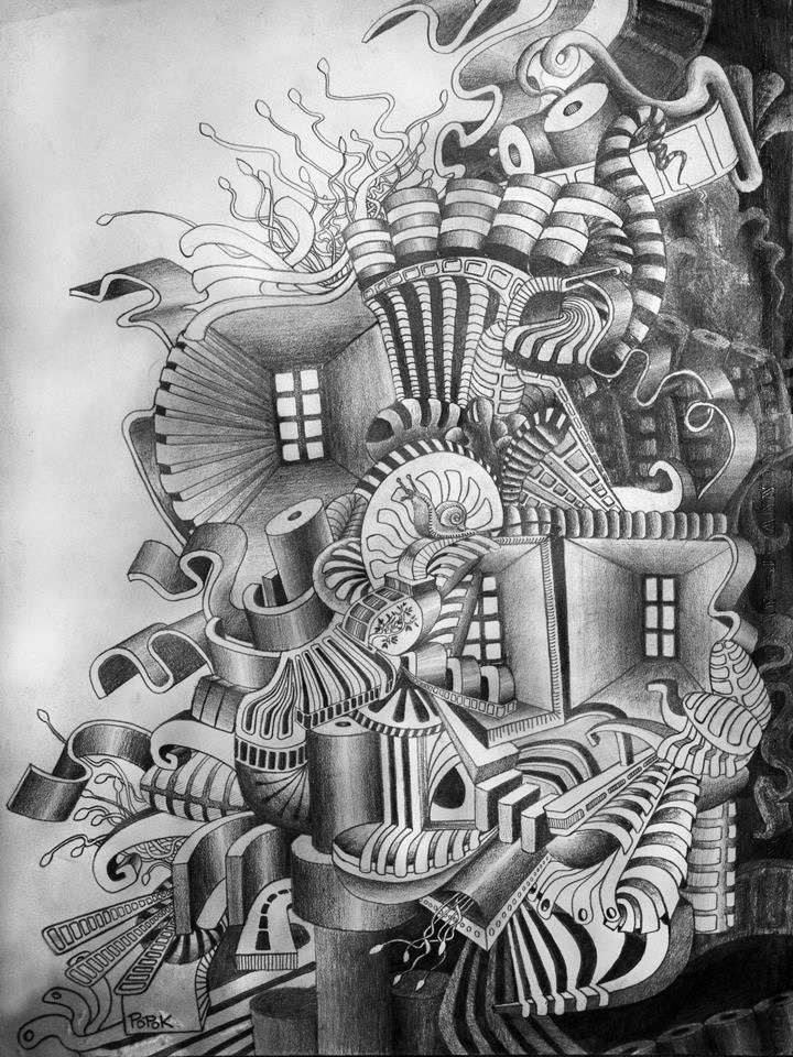 L'escargot, dessin au crayon gris