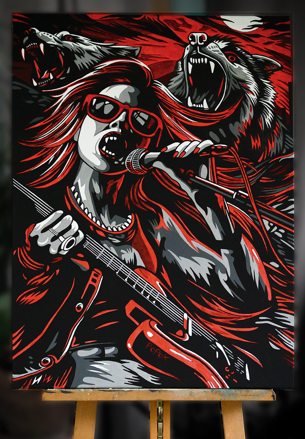 Les louves, peinture acrylique sur toile, 60x80cm