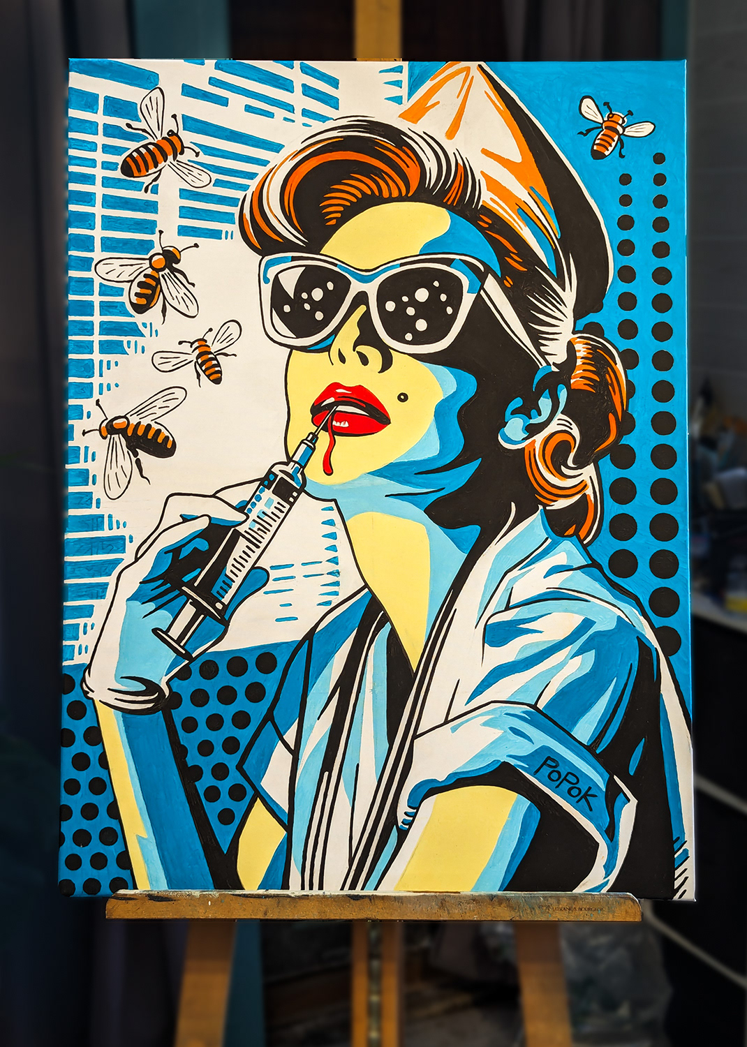 Les abeilles, peinture acrylique sur toile, 60x80cm
