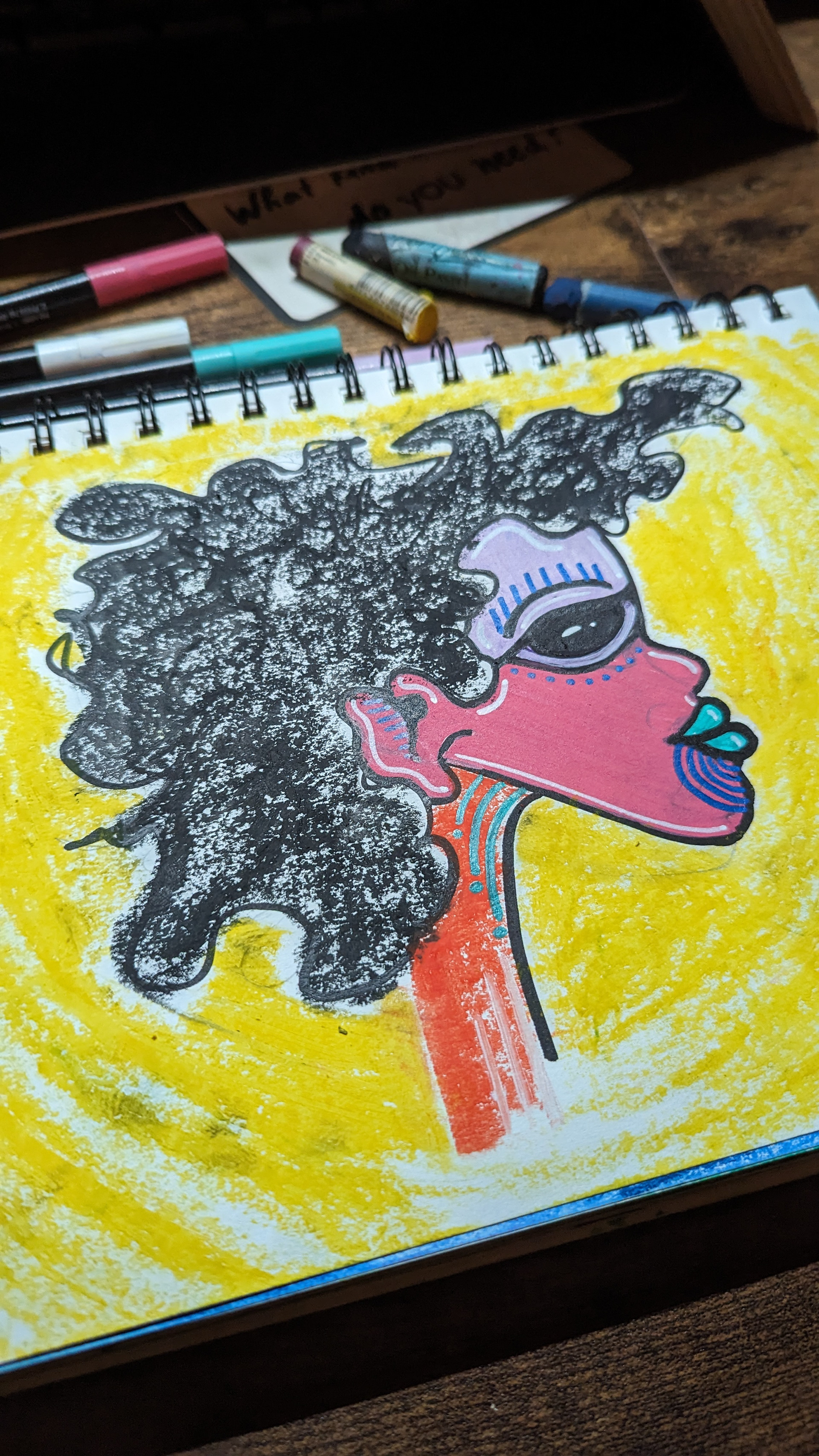 Pastel, Marker on paper, 2023