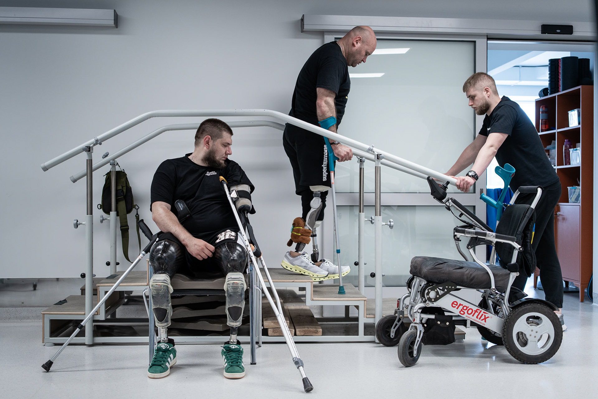 Des vétérans au centre Superhumans de Lviv - Ukraine, mai 2025