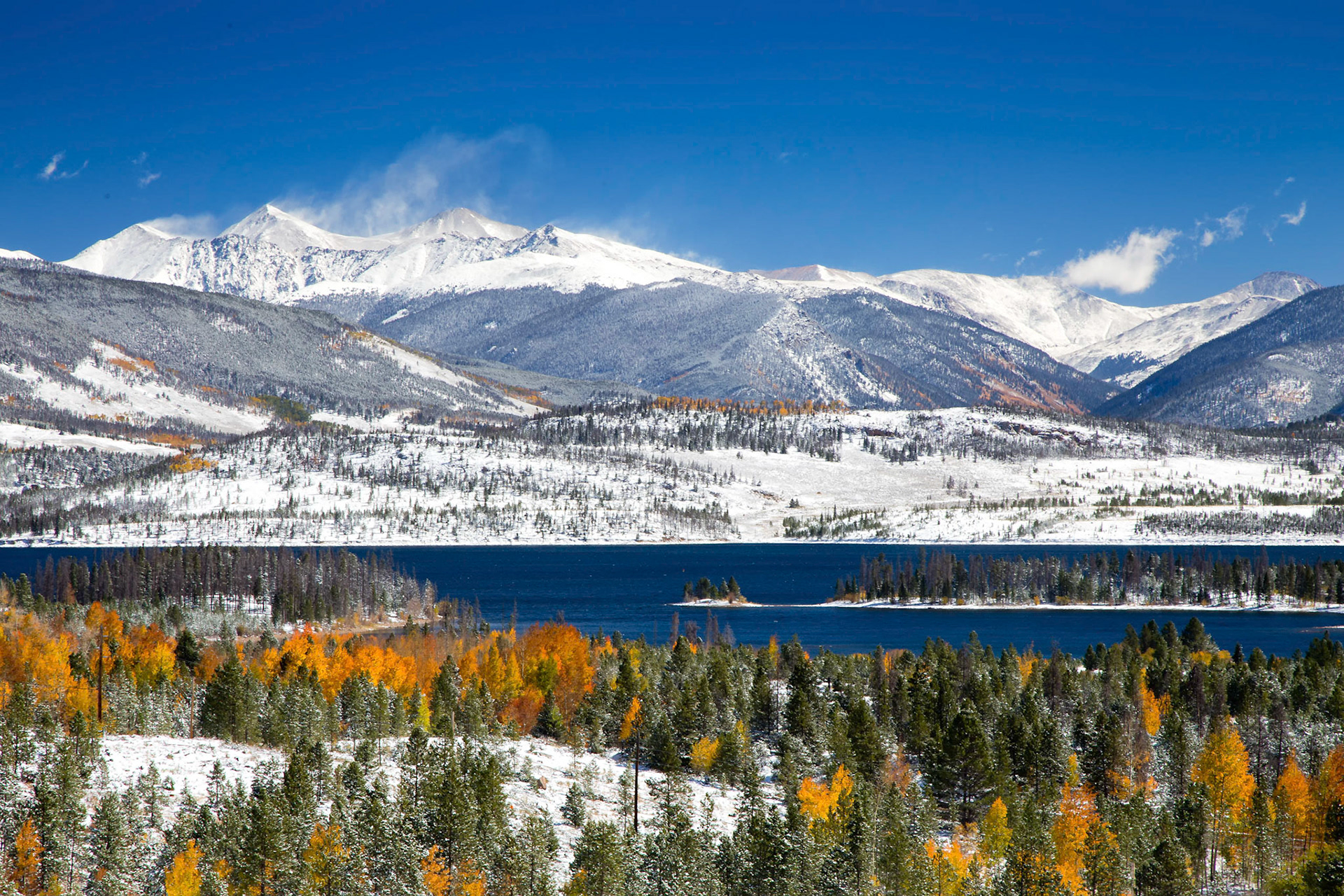Lake Dillon with Torreys Peak & Grays Peak, Summit County, Colorado