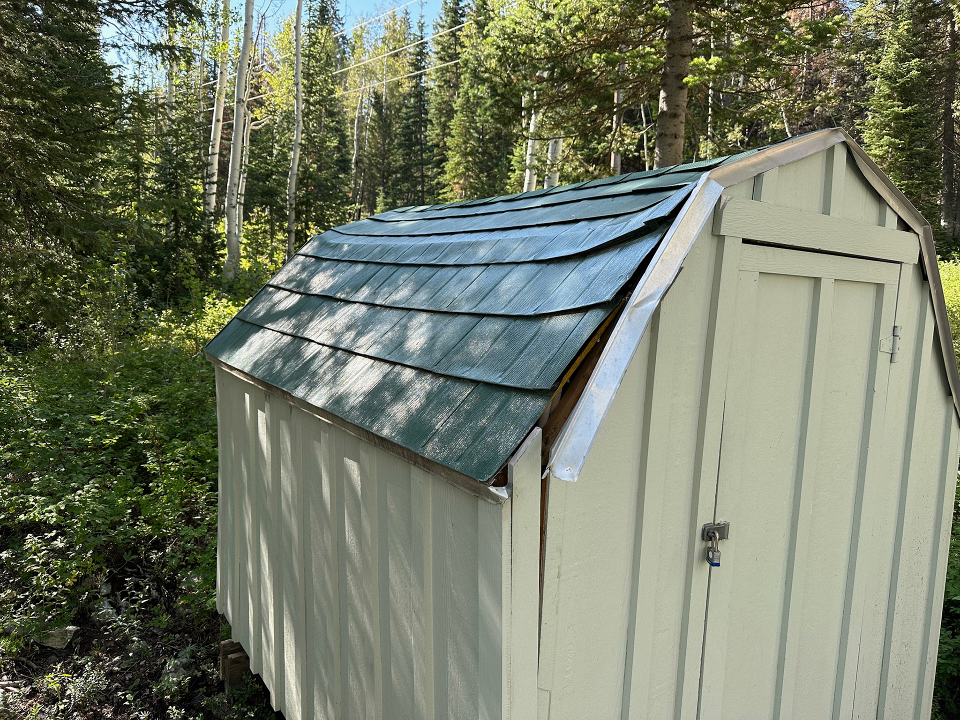 Shed roof and interior supports broken from heavy snow load