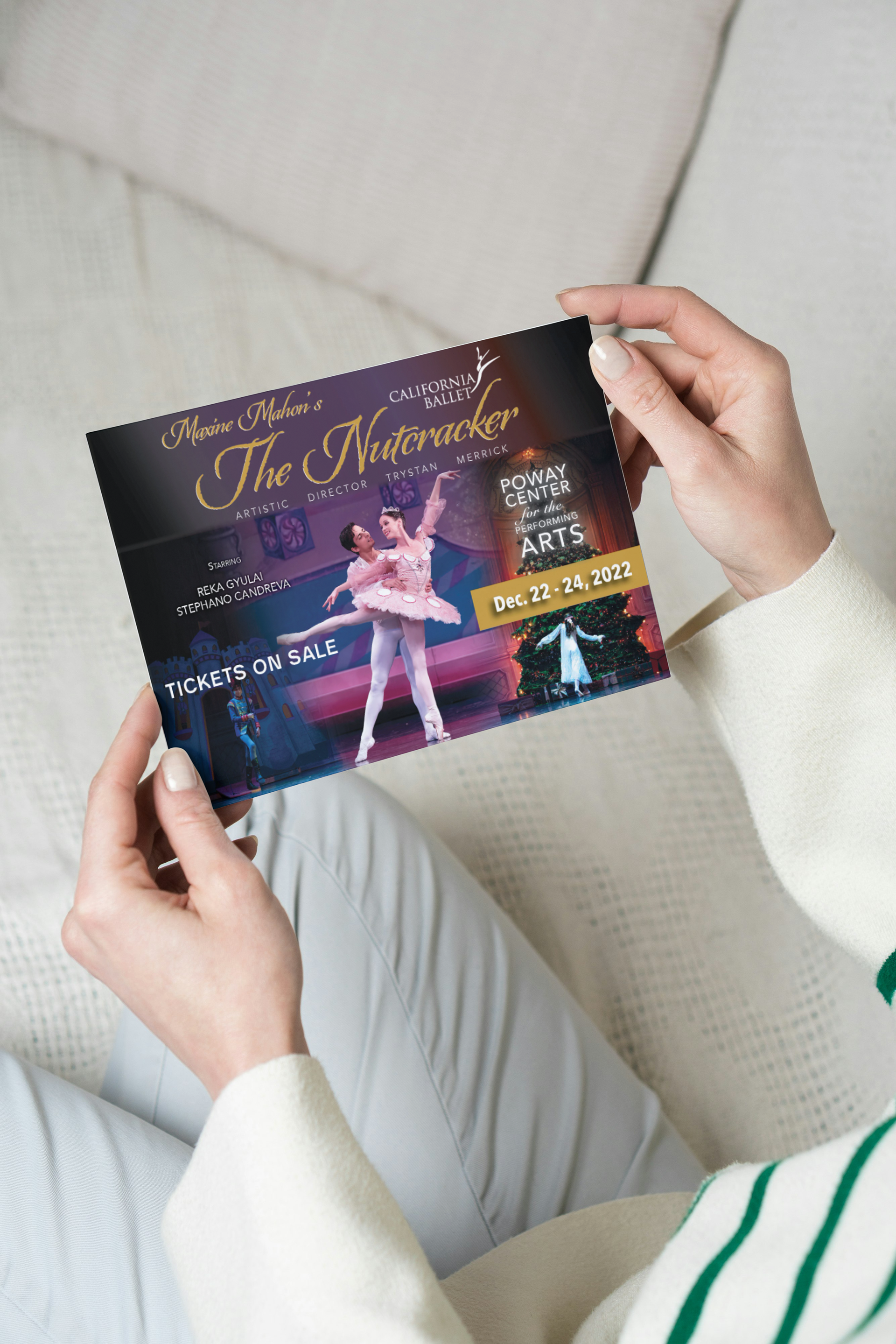A printed mailer created for California Ballet's "The Nutcracker" marketing campaign