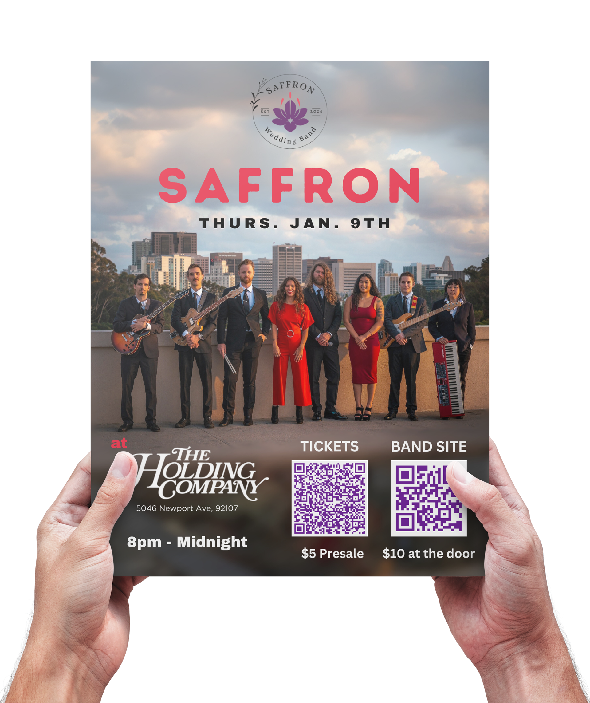 A concert flyer created for a local wedding band