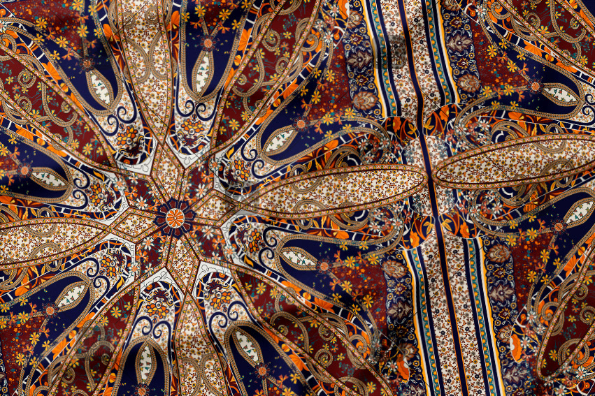 Pattern with scarf-style paisleys. Work commissioned by Division 4. Finally sold to Cortefiel - Season: Fall 2016