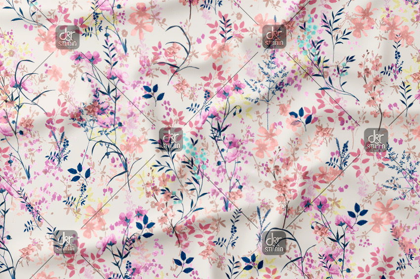 Pattern with watercolor flowers. Work commissioned for Division 4, finally sold to Cortefiel - Season: Spring 2015