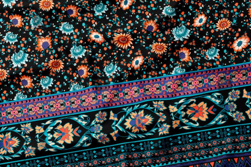  Floral pattern with borders. Work commissioned for Construcciones Montoro - Season: Spring 2015