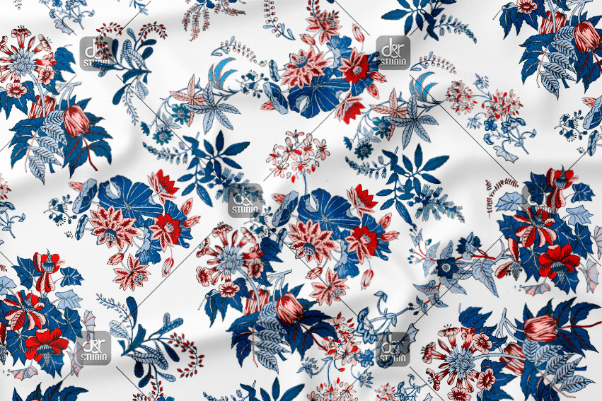 Classic Indian flower pattern. Work commissioned for Division 4, finally sold to Cortefiel - Season: Winter 2014