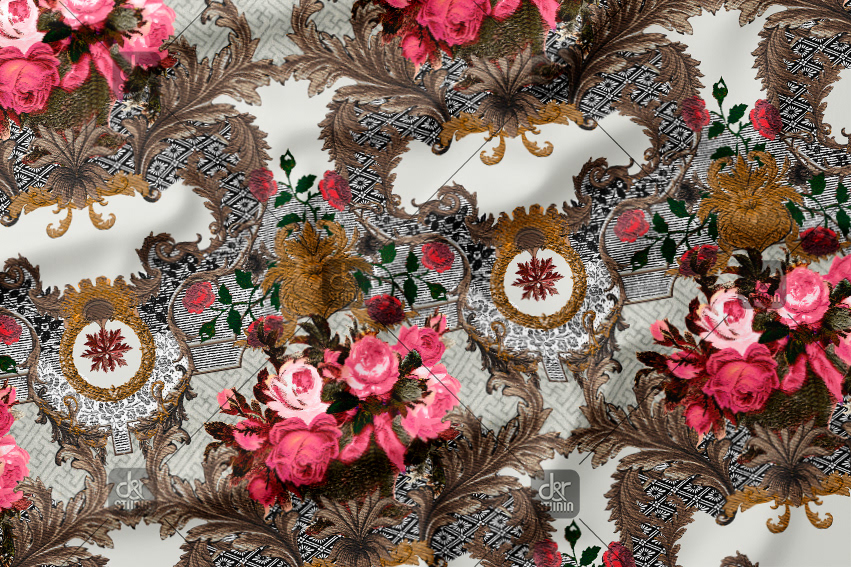 Patchwork pattern with elements from different cultures. Work commissioned for Division 4, finally sold to Etam - Season: Winter 2014