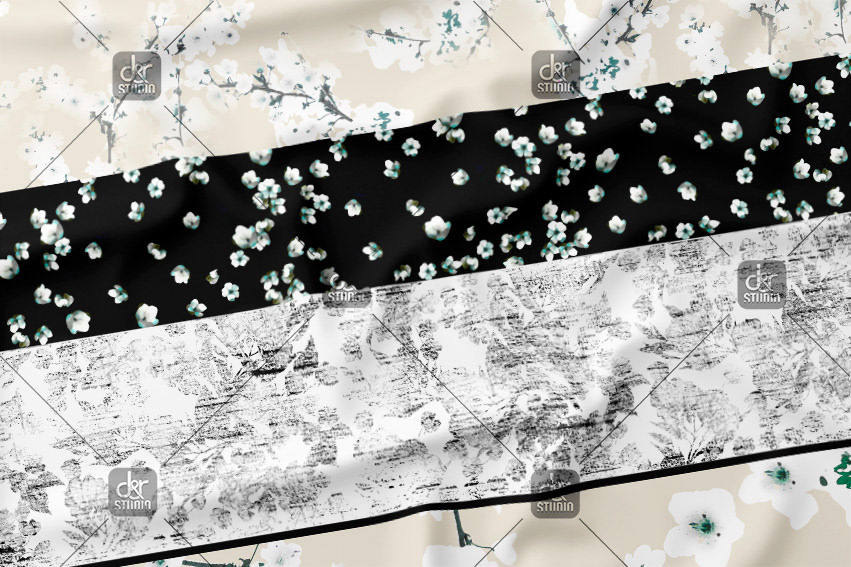 Spring floral pattern with border style. Work commissioned by Division 4. Finally sold to El Corte Inglés - Season: Spring 2016