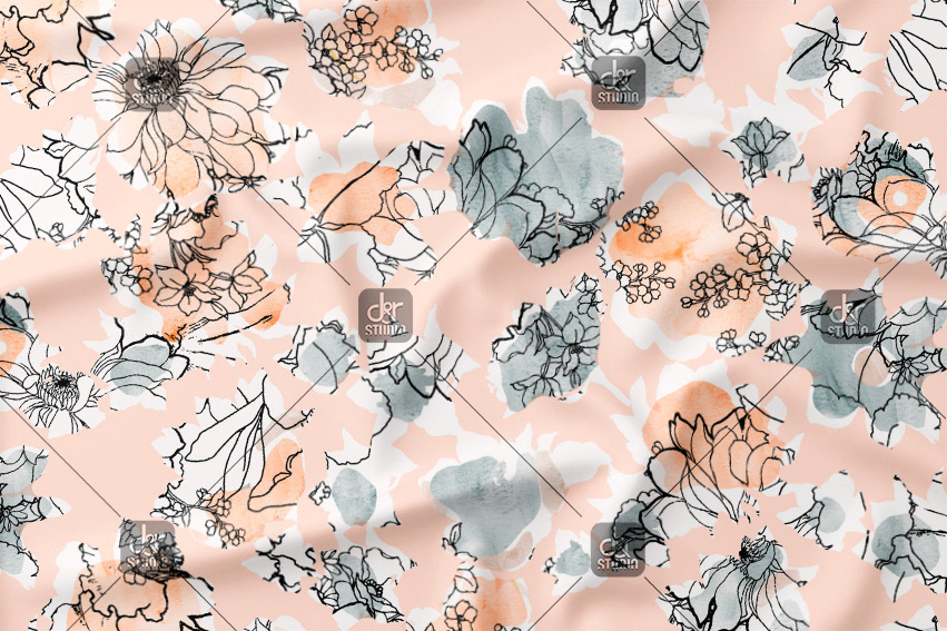 Watercolor flower pattern. Work commissioned by Division 4. Finally sold to Punt Roma - Season: Spring 2017