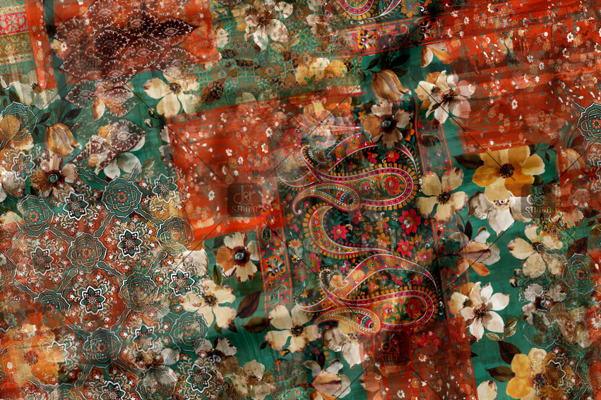 Abstract patchwork pattern. Work commissioned by Hermanos Pérez for his collection - Season: Spring 2018