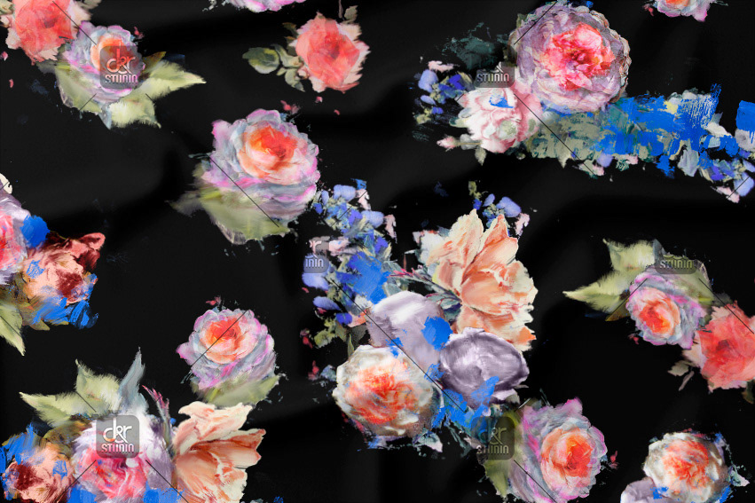 Pattern with blurred roses. Work commissioned for Division 4, finally sold to Promod - Season: Winter 2014