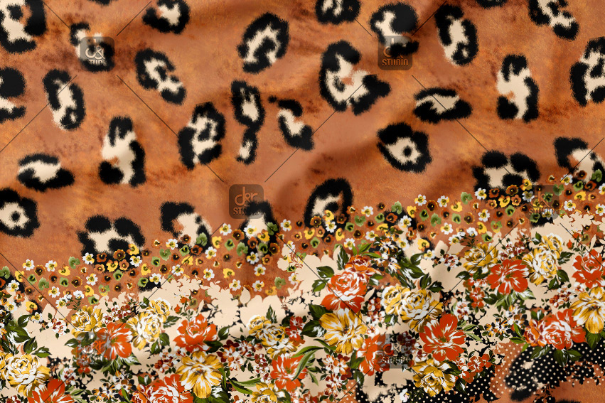 Abstract pattern of fur and flowers. Work commissioned by Hermanos Pérez for his collection. - Season: Fall 2018