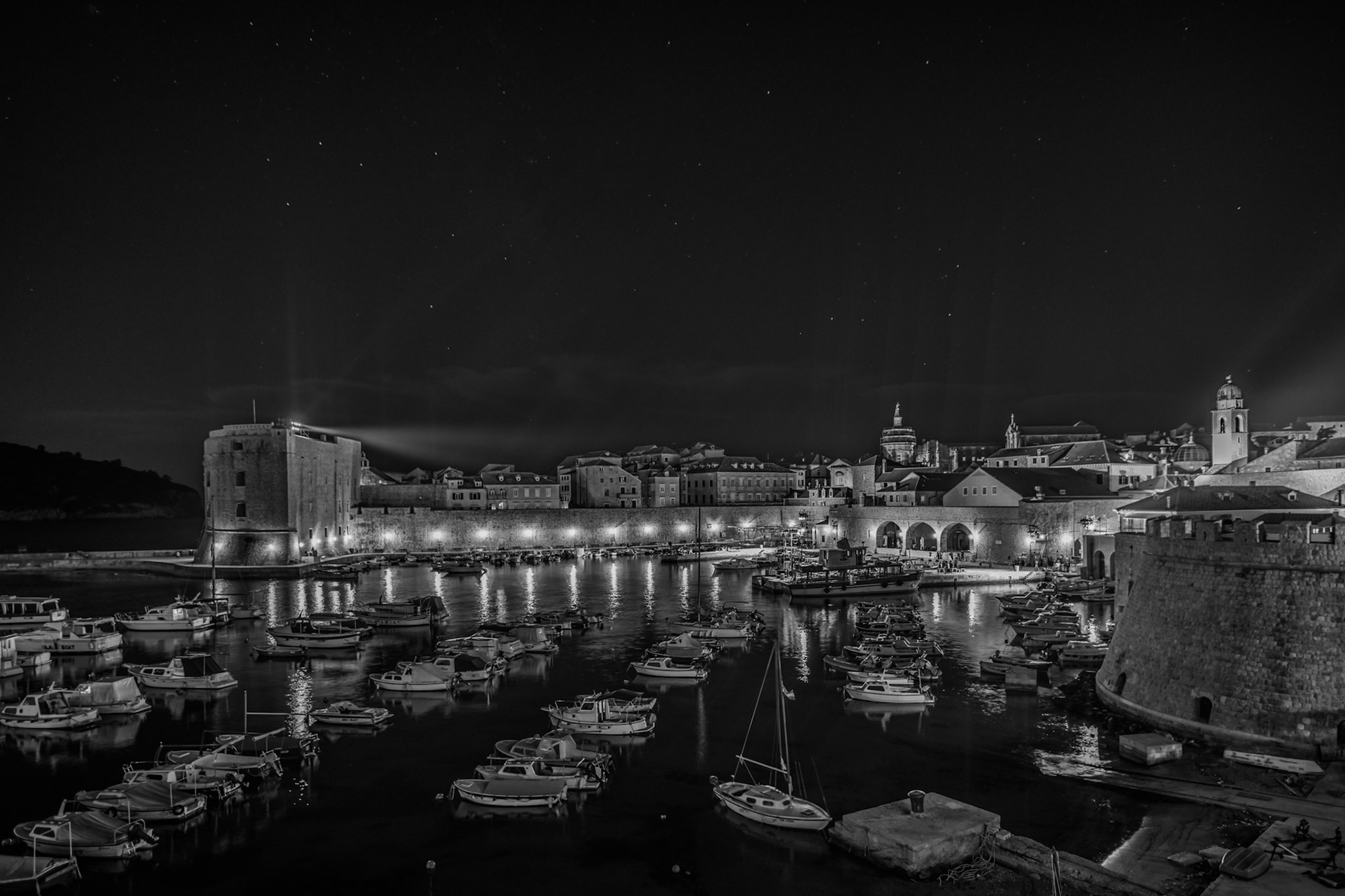 The old town of Dubrovnik at midnight