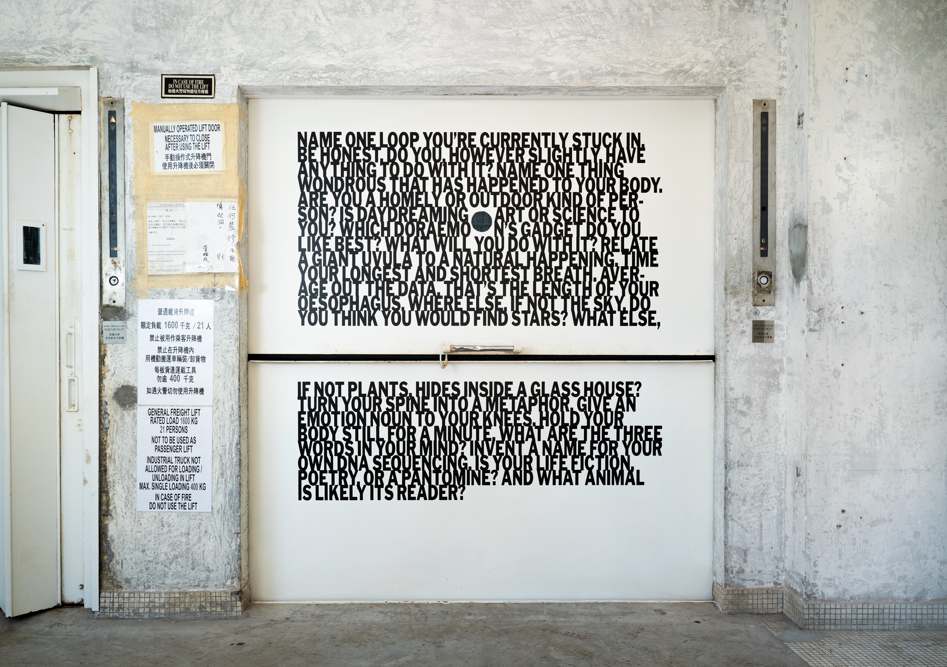 A wide-shot of Wong's work, reflection.