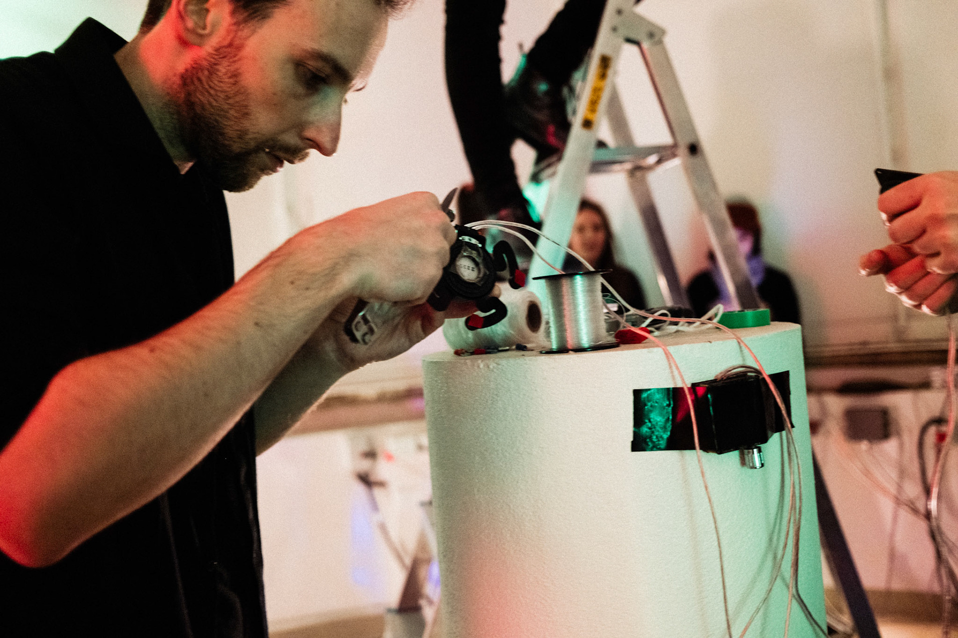 Installation of sound art performance 'Static Chatter' @ Aalto University