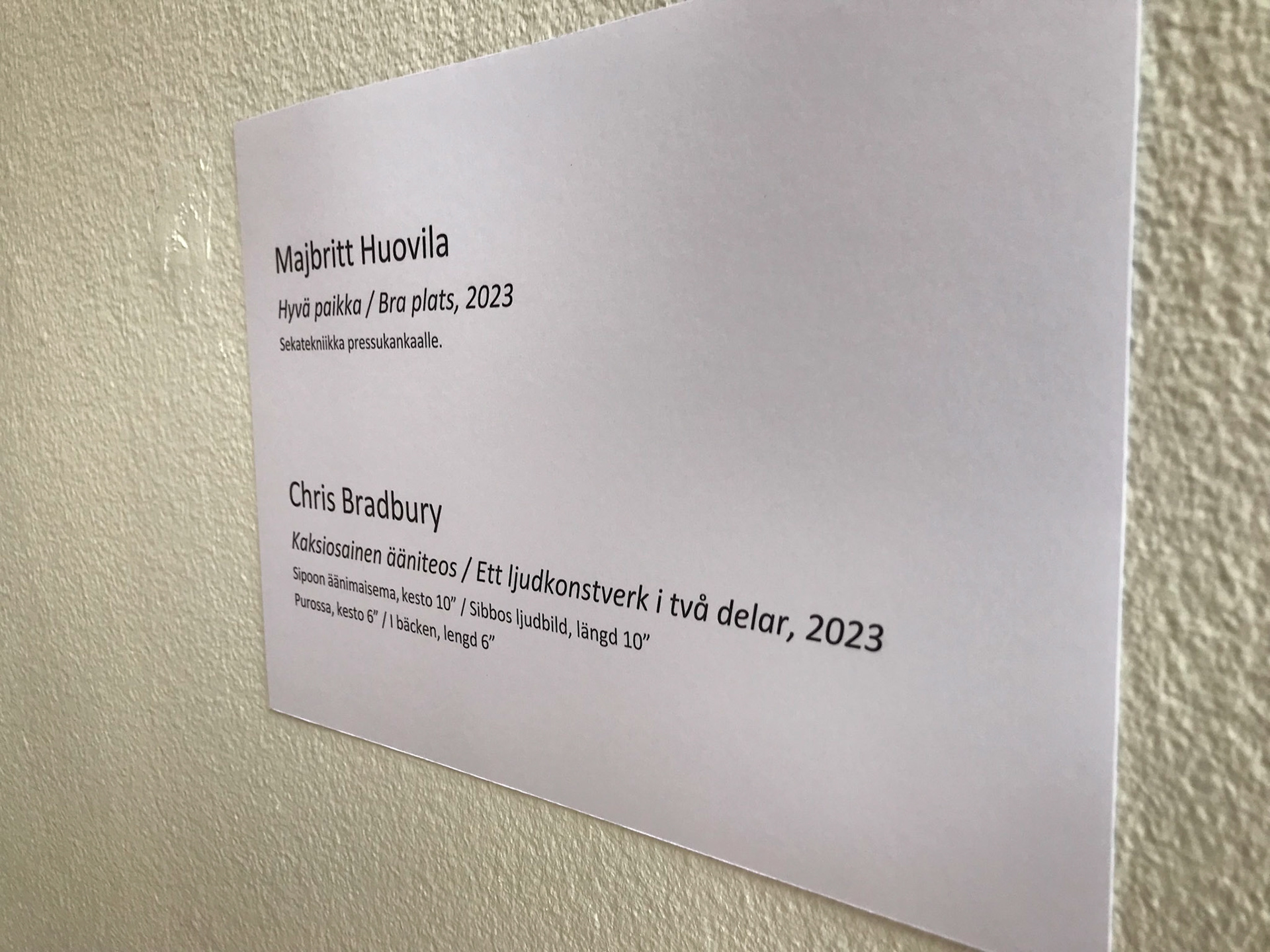 Art installation with Majbritt Huovila