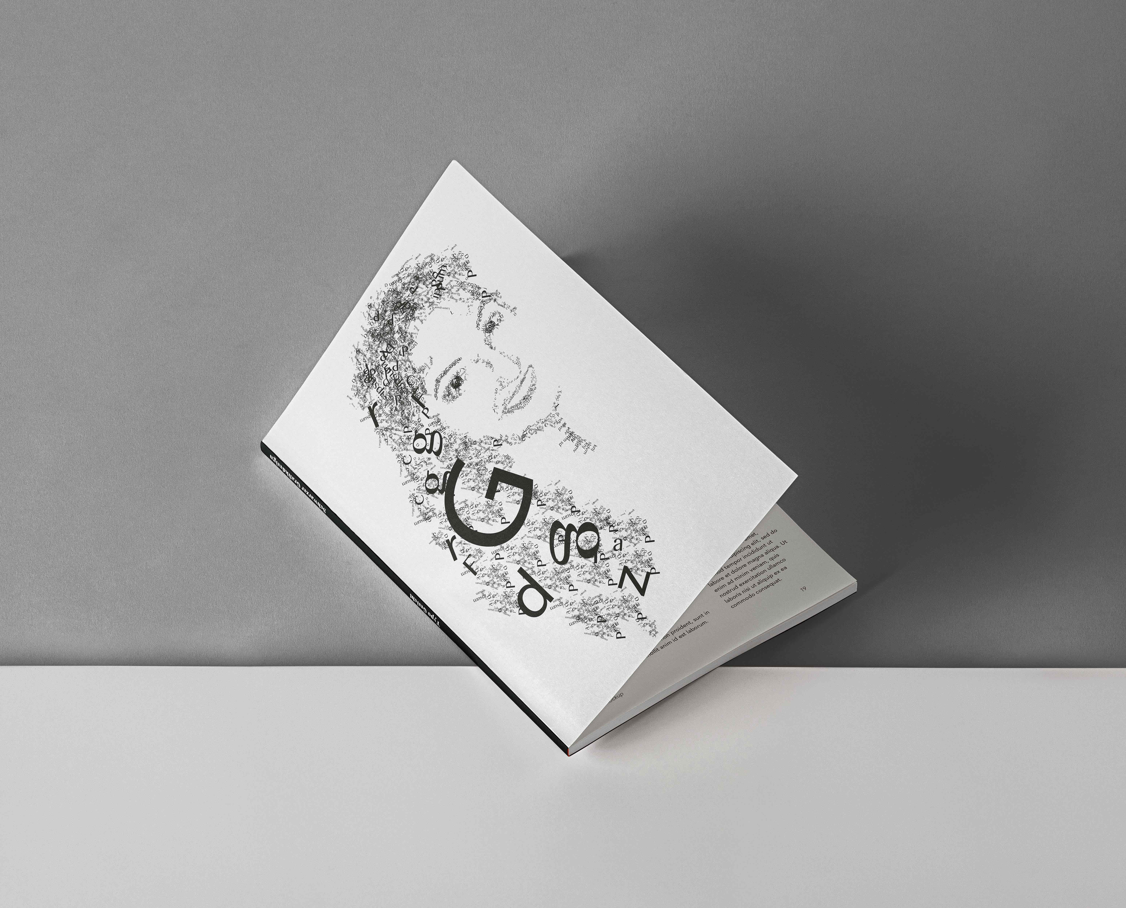 Portrait aus Buchstaben