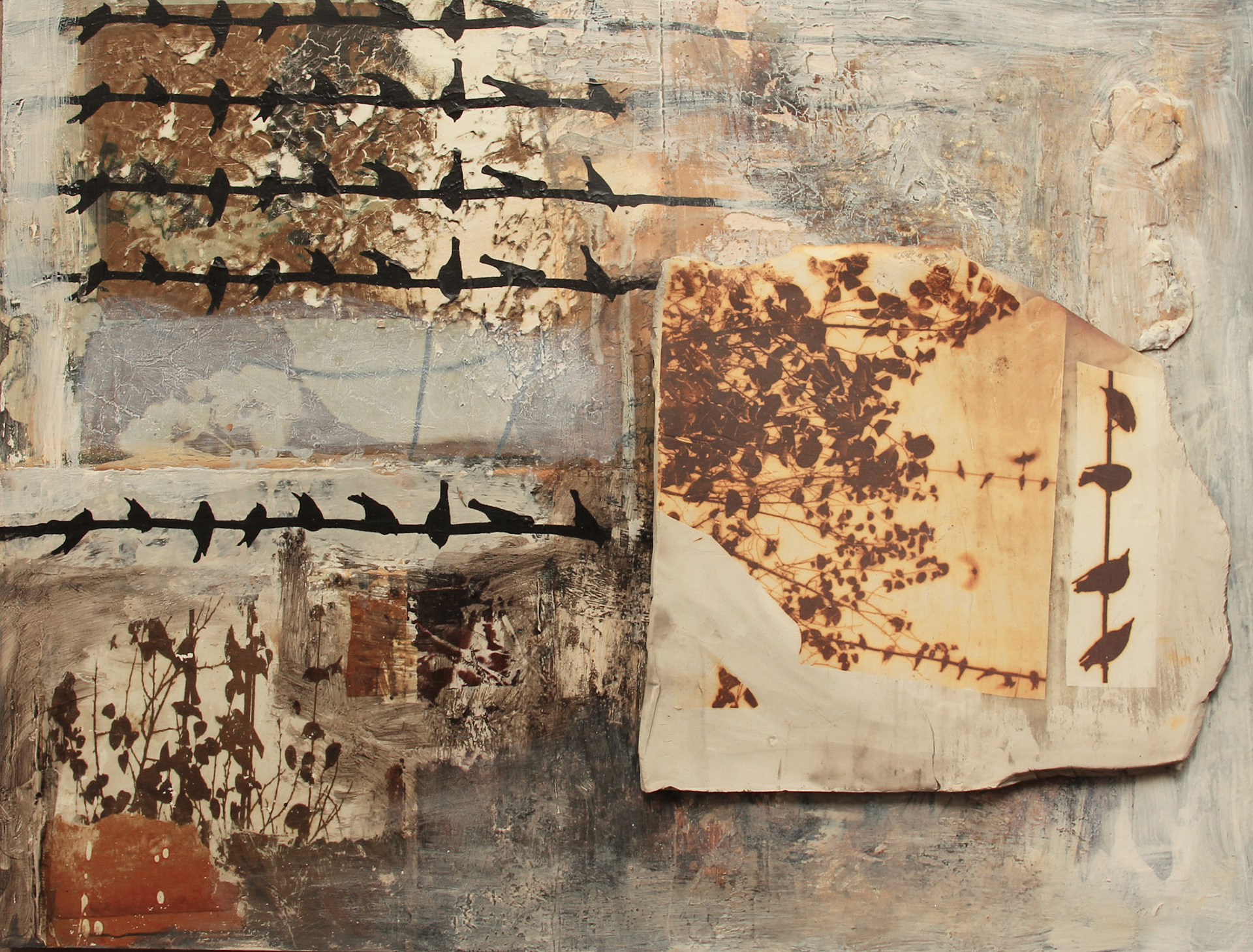 Cary Loving [Recognized for Exceptional Composition and Design] |  Rest  |  acrylic paint, photo transfer on clay and on wood panel  |  www.caryloving.com