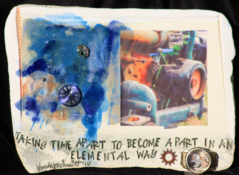 Linda Vonderschmidt-LaStella  |  Taking Time Apart #5  |  ceramic and mixed media  |  www.claysongs.com