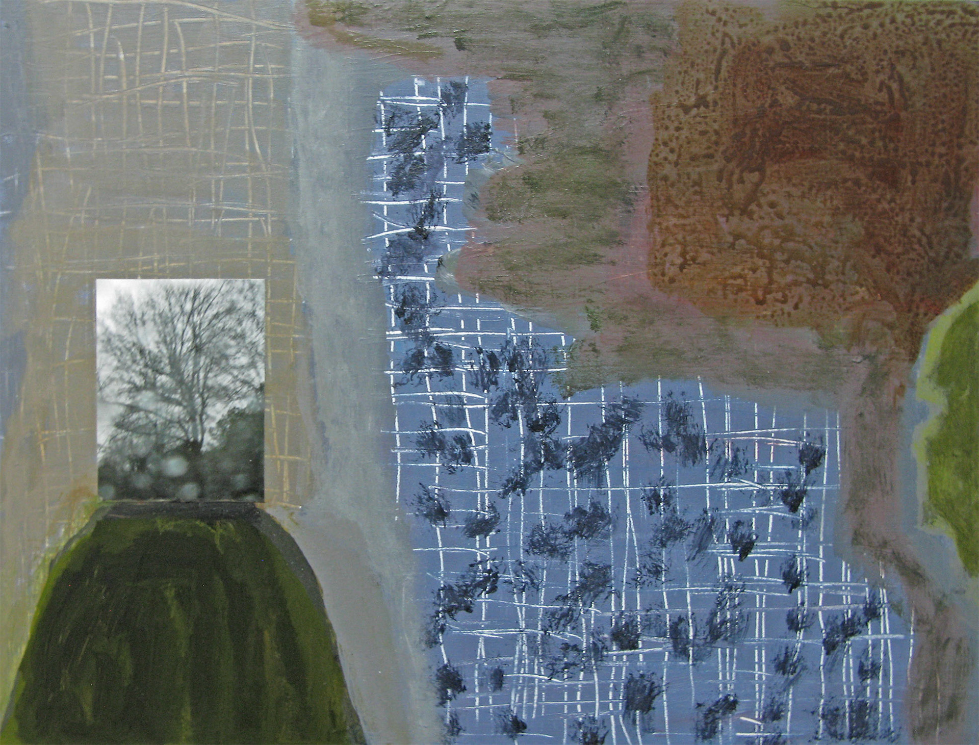 Portfolio Selection - Cary Loving - Hillock - acrylic and photograph on wood panel - caryloving.com