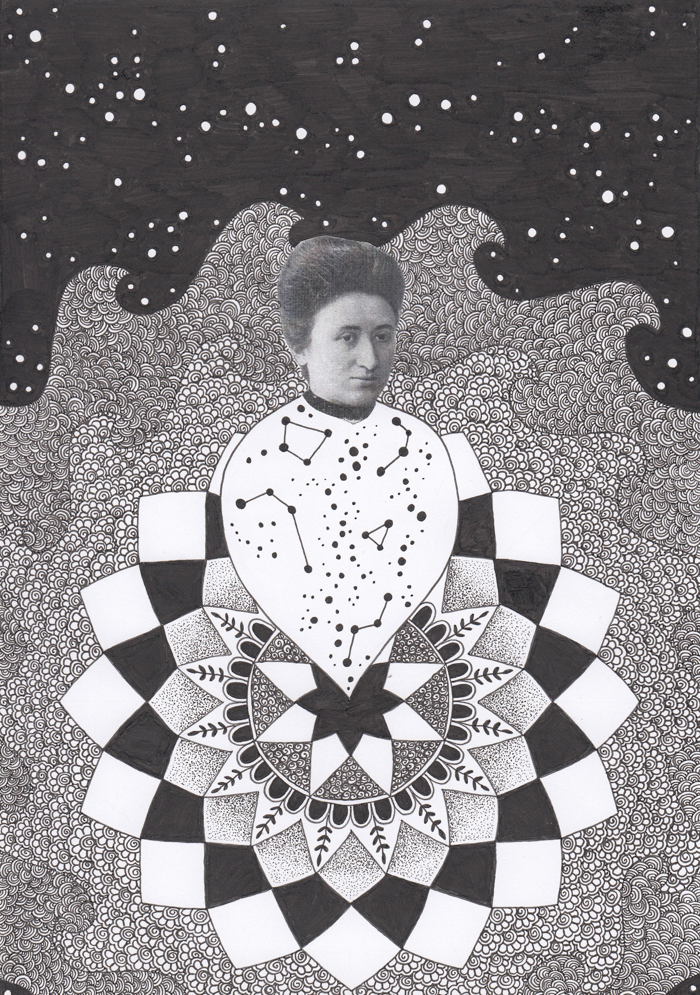 Rochelle Asquith - Rosa Luxemburg - mixed media - www.rochellemasquith.wordpress.com