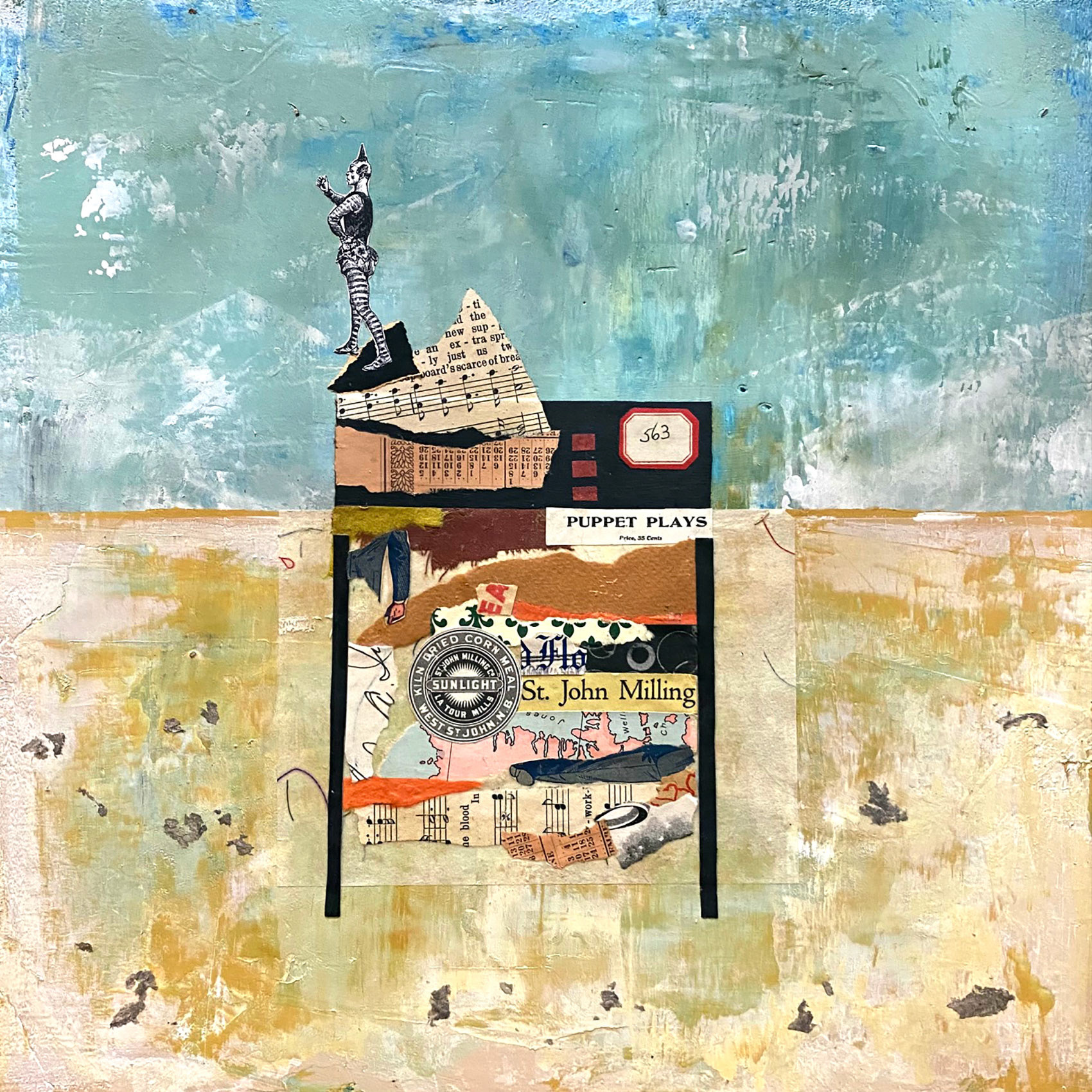 MJ Edwards  -  The Fool Errant  -  acrylic and collage  -  www.mjedwards.ca