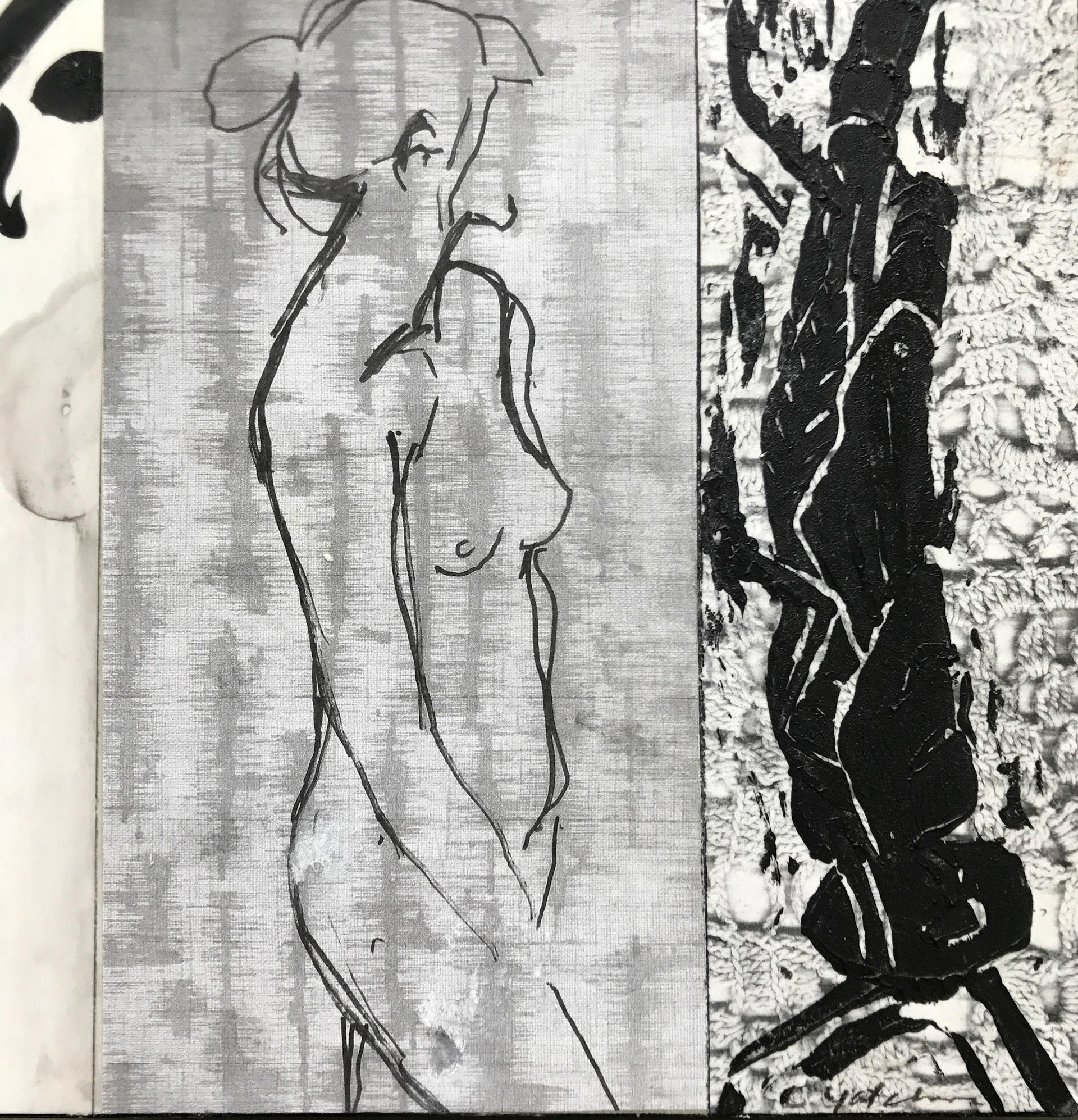 AWARD FOR DISTINCTIVE INTERPRETATION OF THEME - Cynthia Yatchman - Woman with Grasshopper - mixed media - www.facebook.com/painter.cjyat/