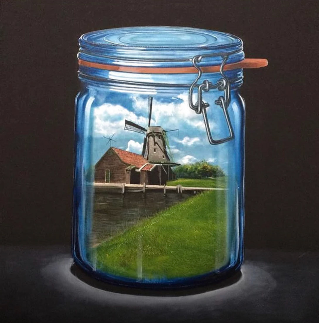 Mario Loprete [Award for Uniqueness of Concept and Originality] - Memories of a Wandering Calabrian - oil on canvas