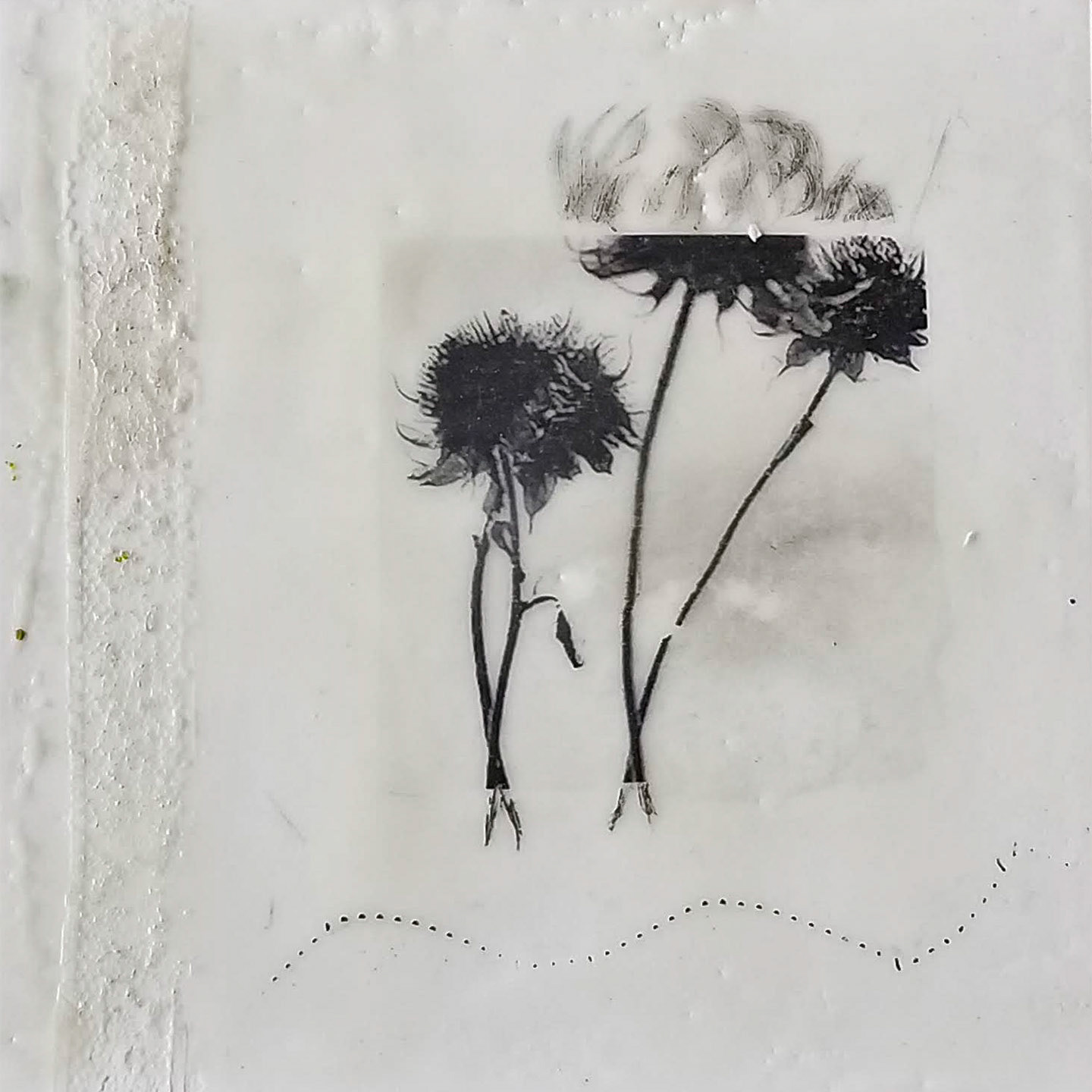 Winifred Chrzanowski  |  Immortality  |  encaustic, paper, paint, lace  |  www.thewaterclosetwerks.com