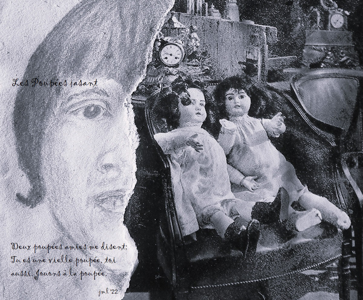 Jeanne Blum Lesinski  |  Les Poupées jasant  |  graphite pencil with historic photo