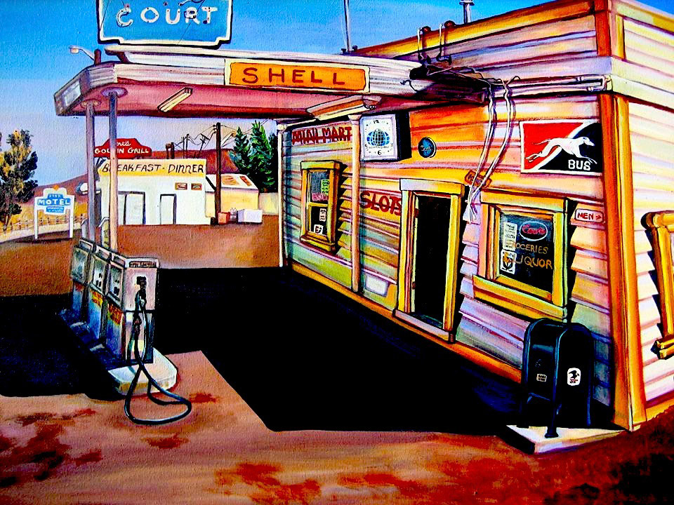 Elizabeth King - Auto Court, Shell - acrylic on canvas - www.elizabetheveking.com