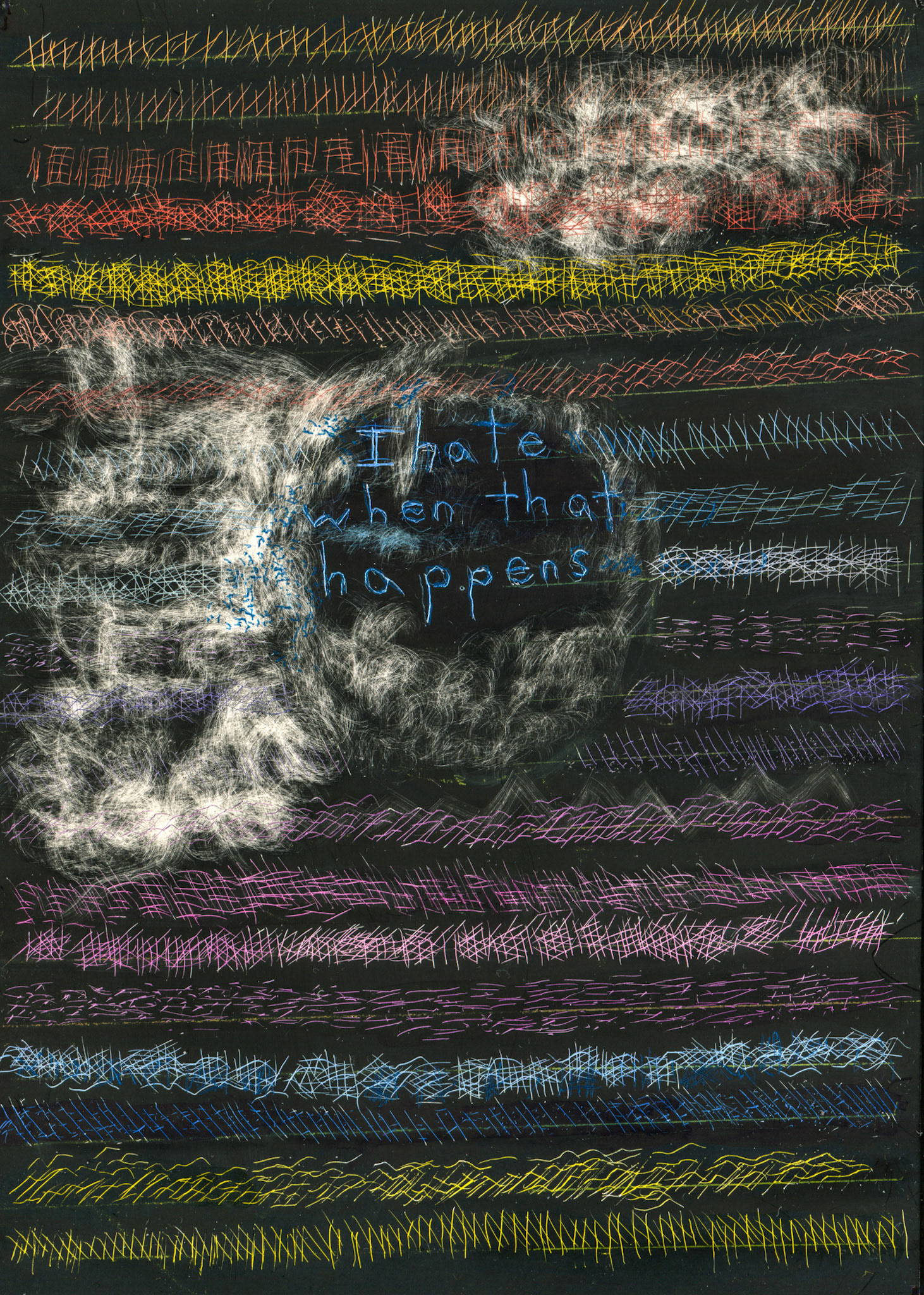 Award for Distinctive Interpretation of Theme - Nancy Wolitzer - I Hate When That Happens - scratchboard and ink - www.nancywolitzer.com