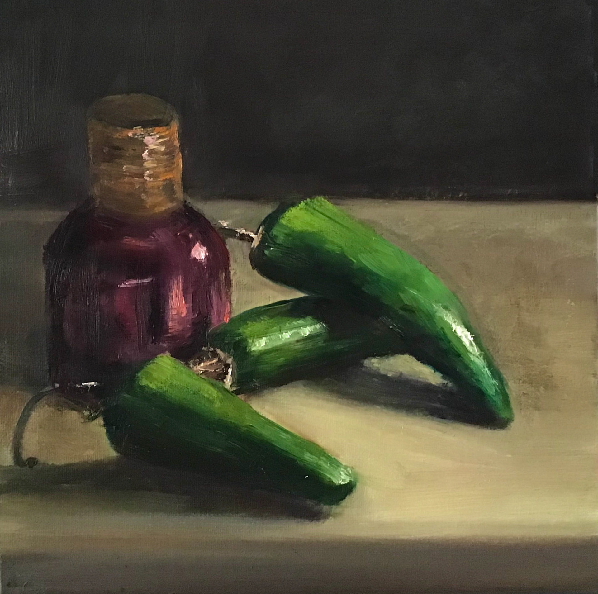 Vanessa Withun - Peppers and Bottle - oil - www.vanessawithun.com