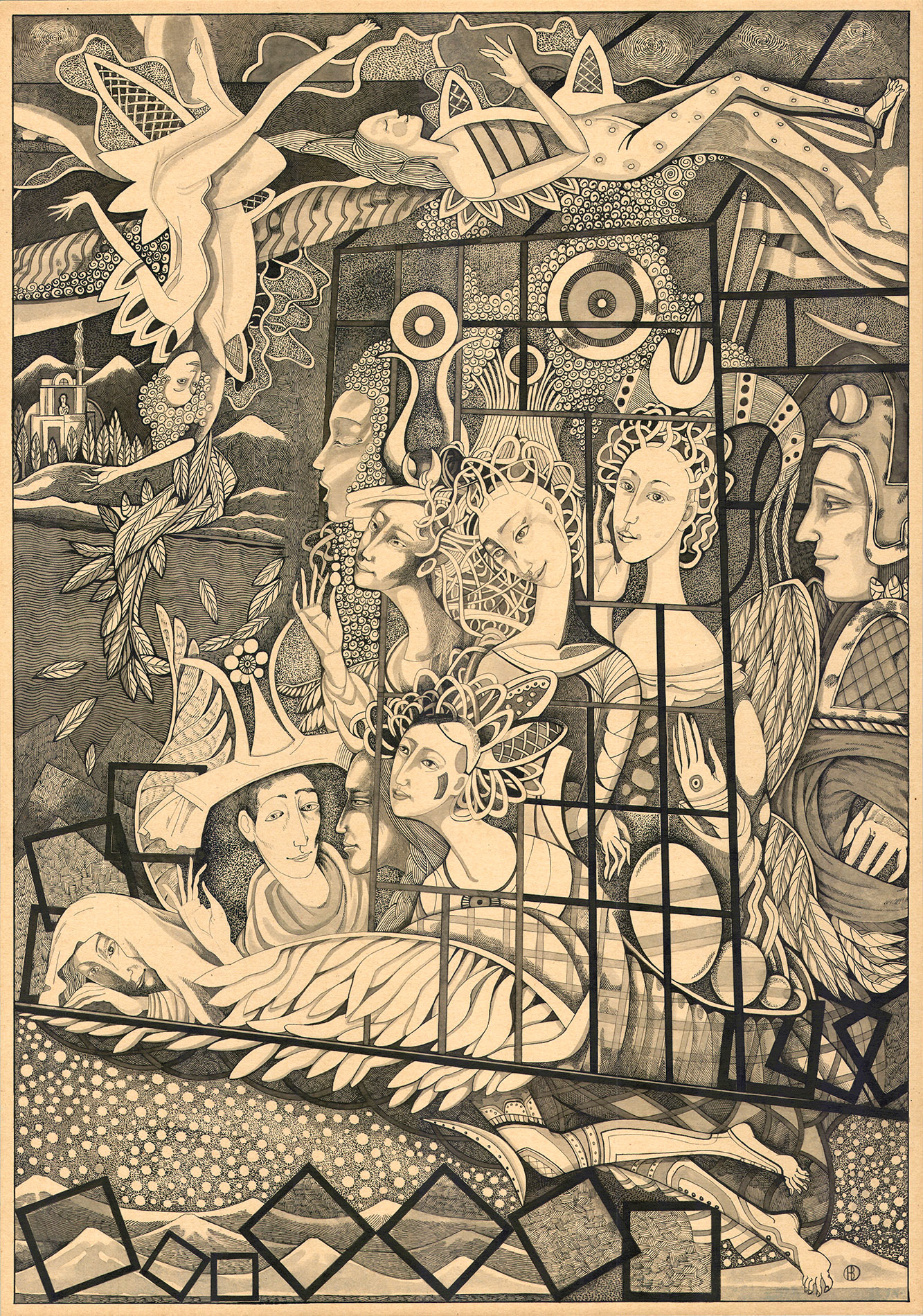 Olga Nenazhivina - Pictorial Essay (series) - ink on paper - nenazhivina.com