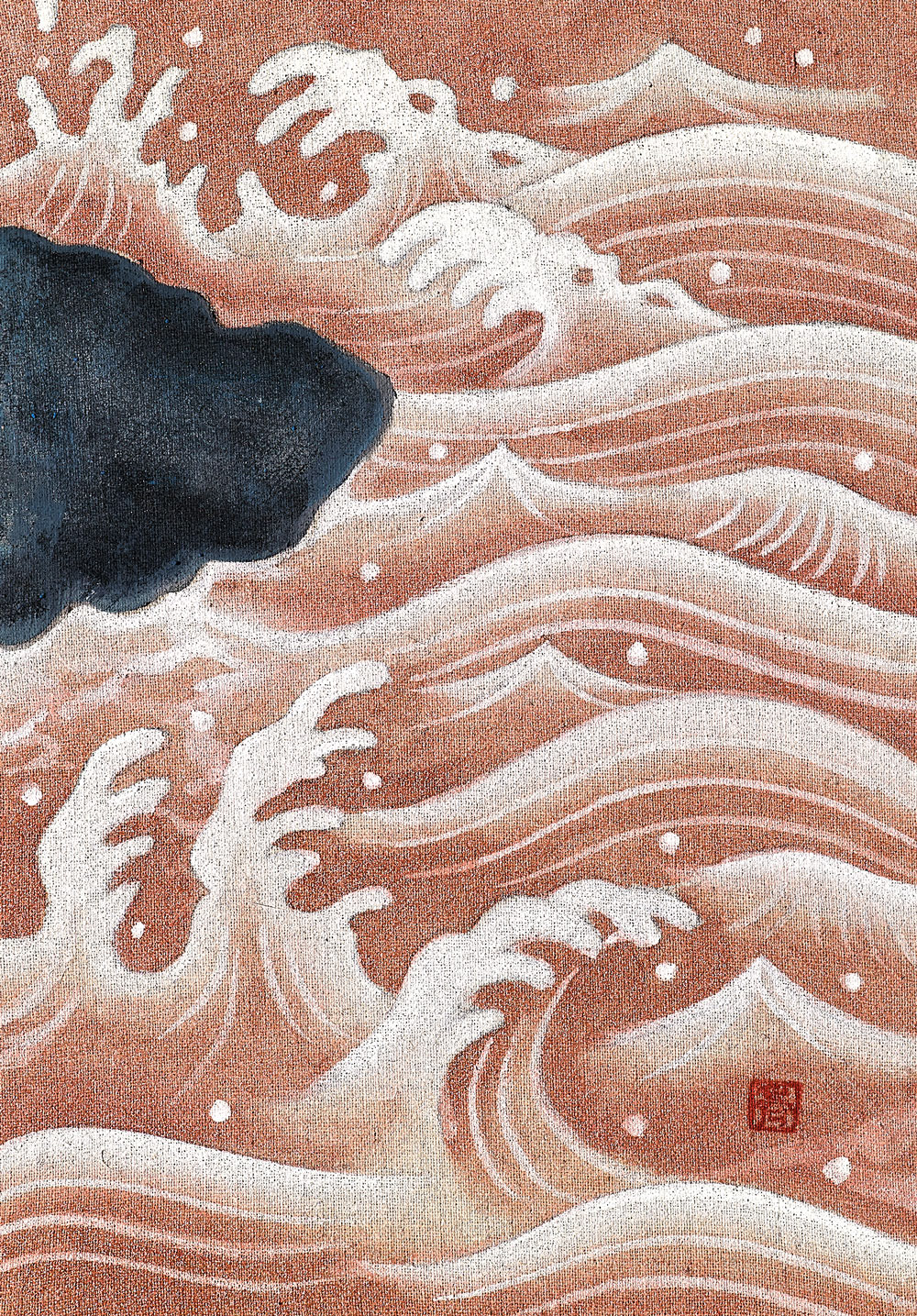 파도, 22.7×15.8cm, Mineral pigments on linen, 2023