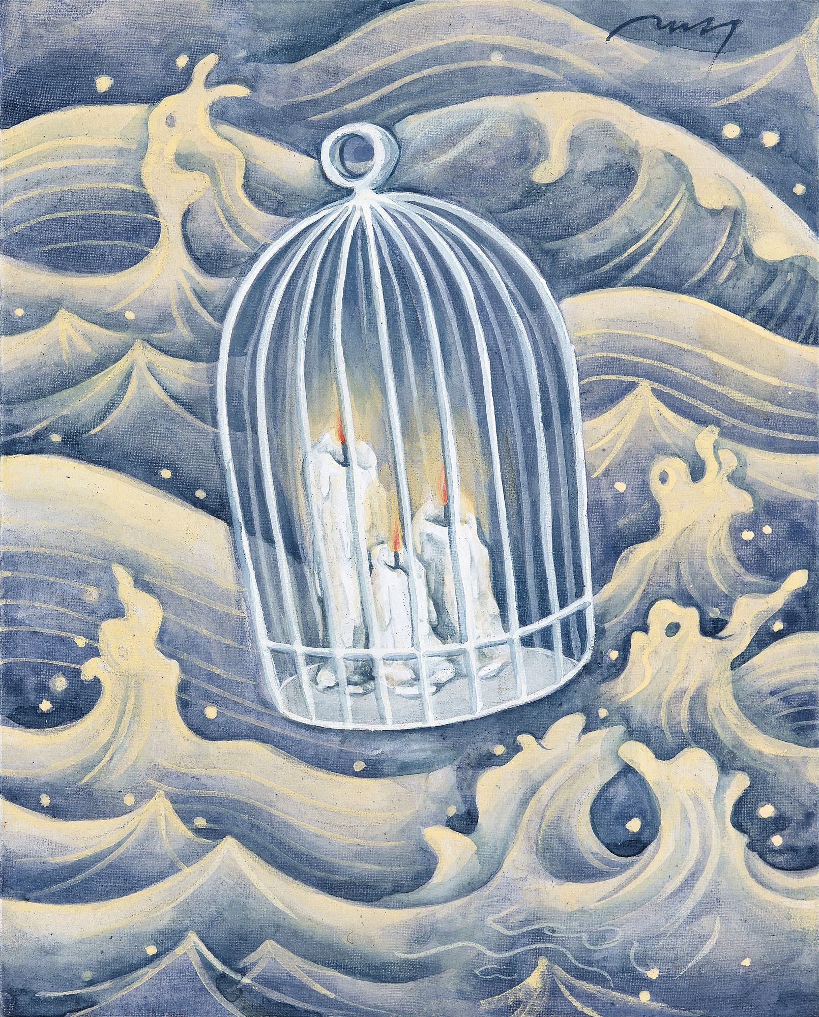 부유하는 젊은 초상 - 양초, 27.3×22.0cm, Color on linen, 2021