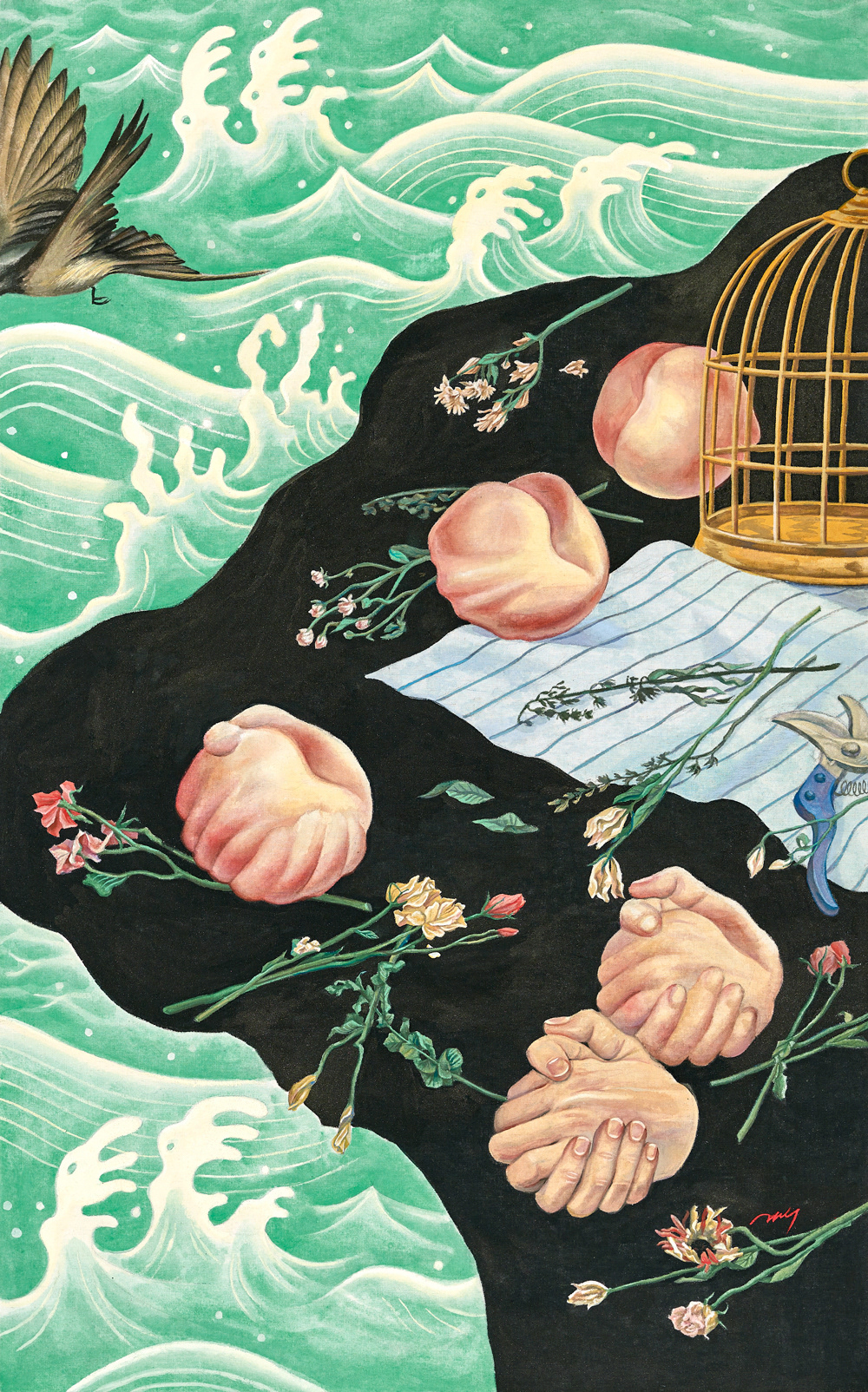 그때는 옳고, 지금은 틀리다, 116.8×72.7cm, Mineral pigments on linen, 2023