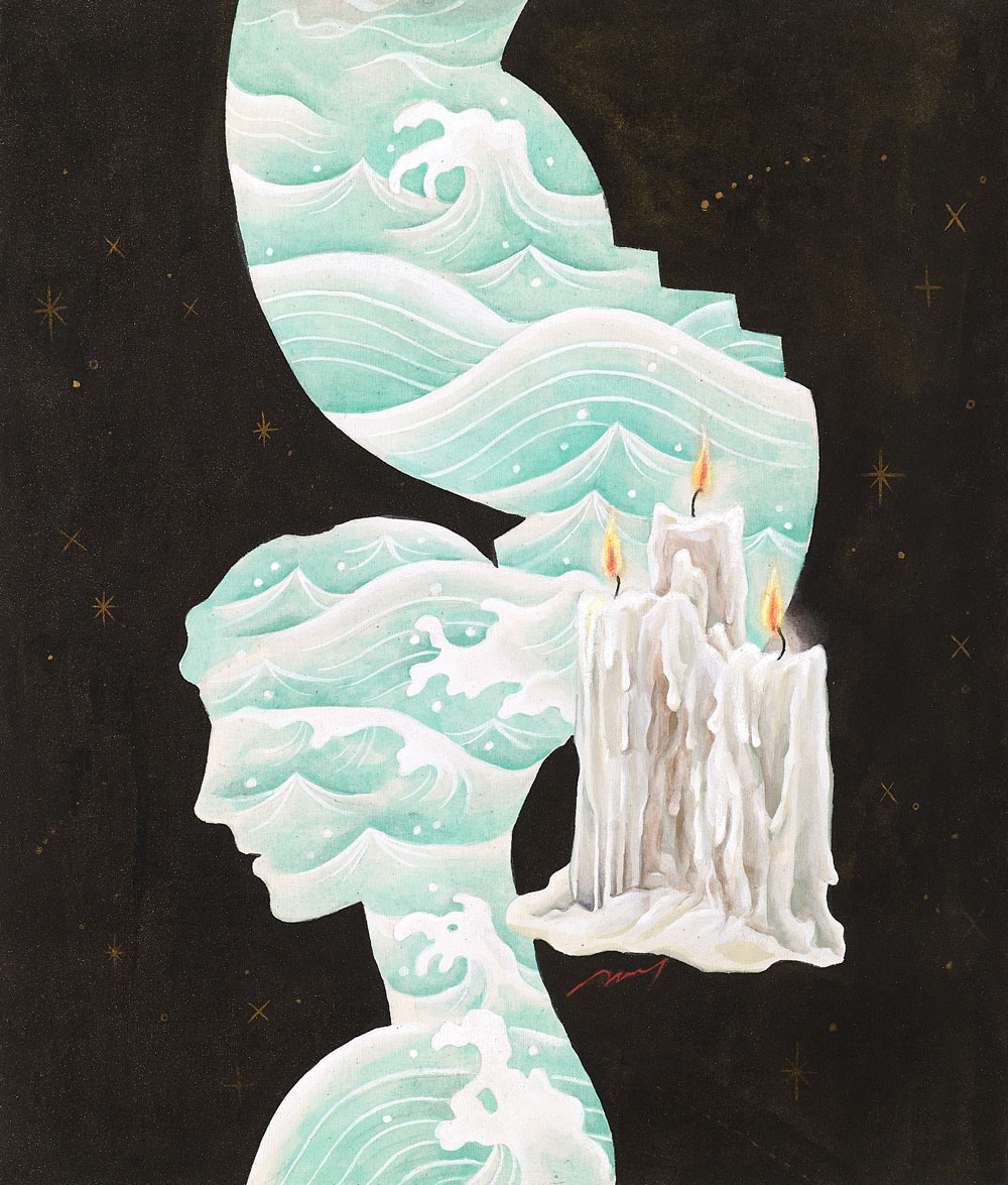 오브제 - 위로, 53×45cm, Gold Powder and Mineral Pigments on linen, 2022
