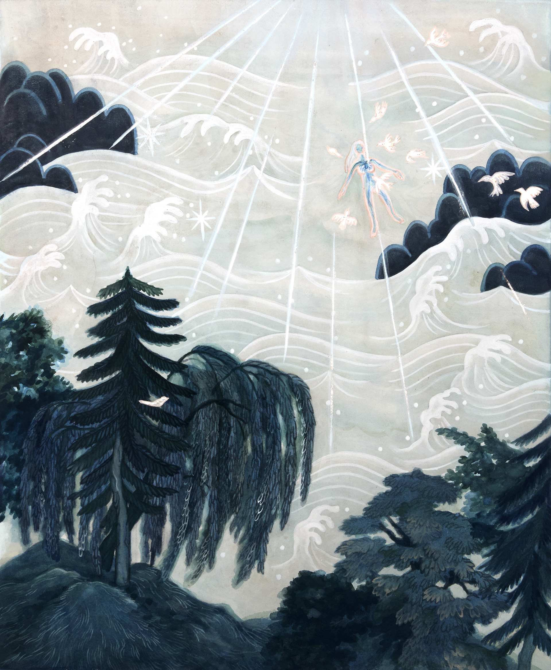 날 선, 72.7×60.6, 린넨에 석채, 은박, 2025