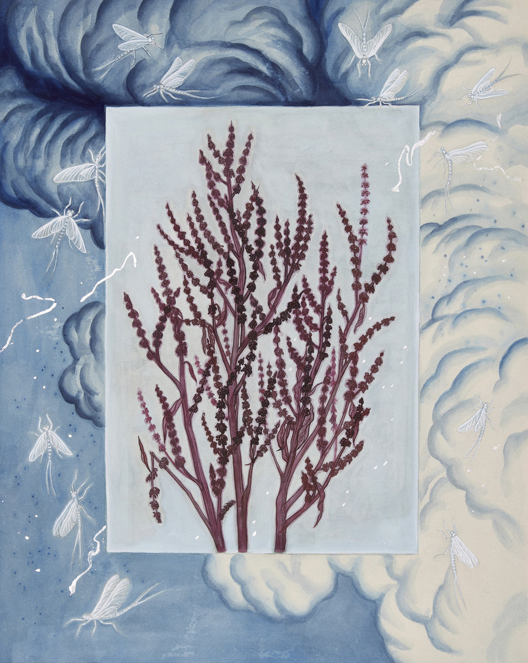 창 너머의 사건 : 폭발, 90.9×72.7cm, 린넨에 석채, 2025