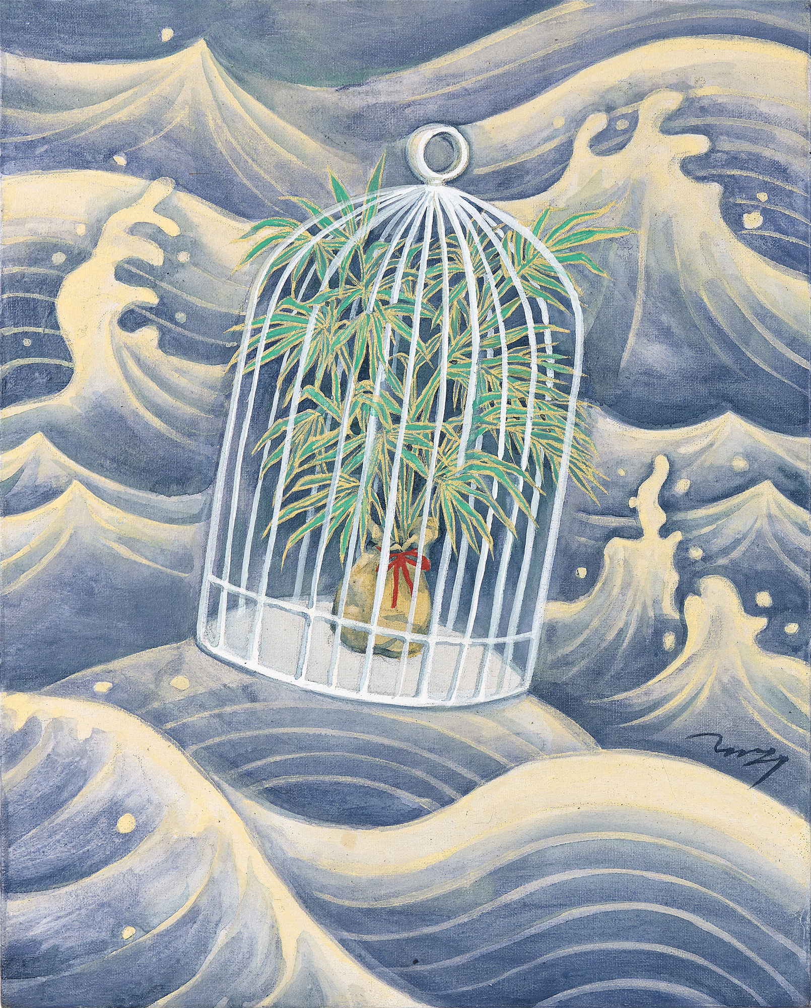 부유하는 젊은 초상 - 화초, 27.3×22.0cm, Color on linen, 2021