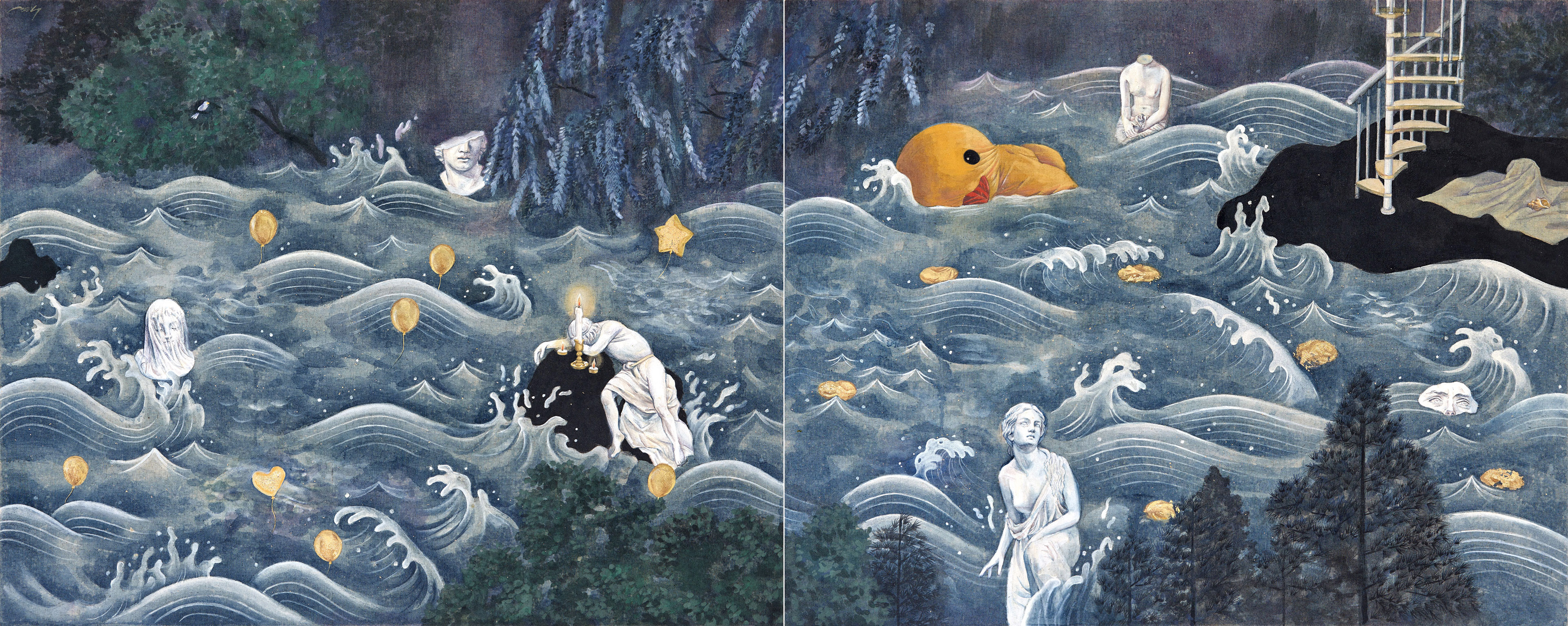 무한한 안정, 72.7×180cm, Mineral Pigments on linen, 2021