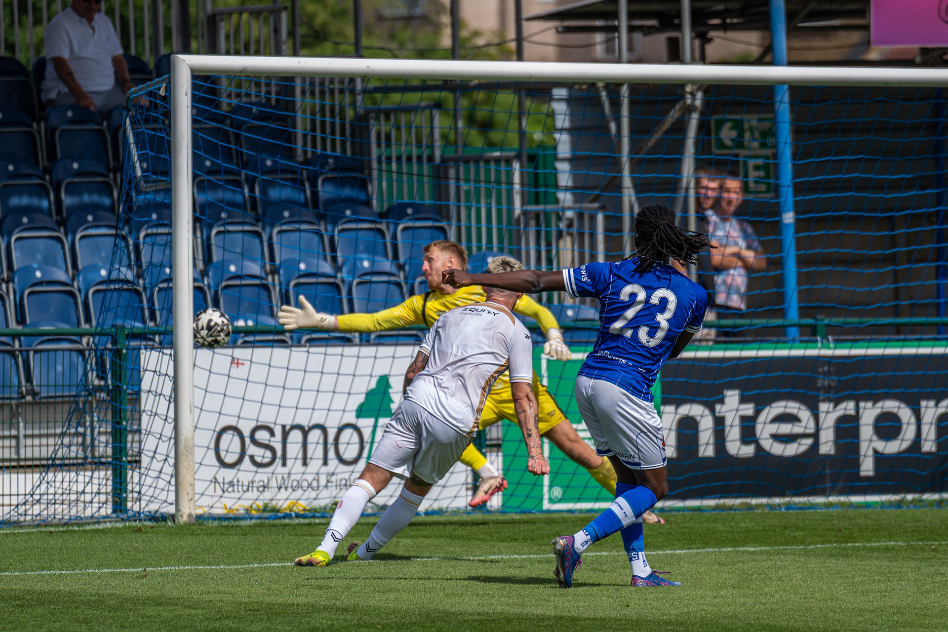 .....and fires the ball.....