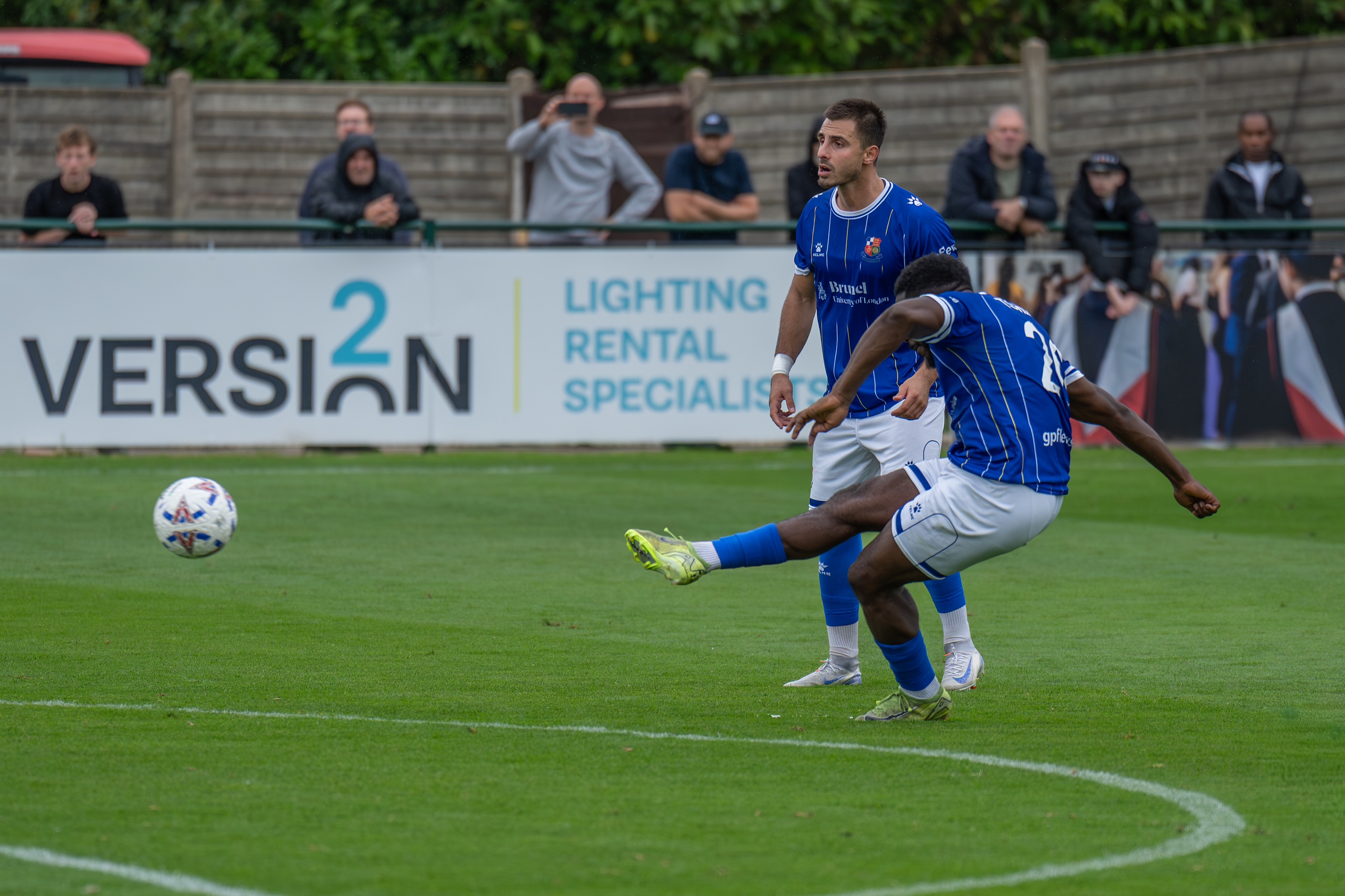 Nathan Tshikuna's free kick flies just wide