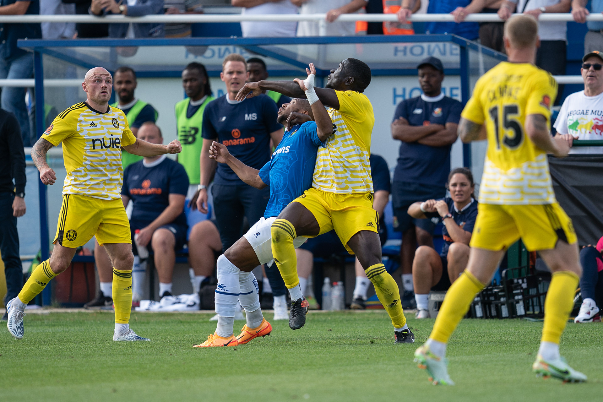 Rhys Browne battling for the ball