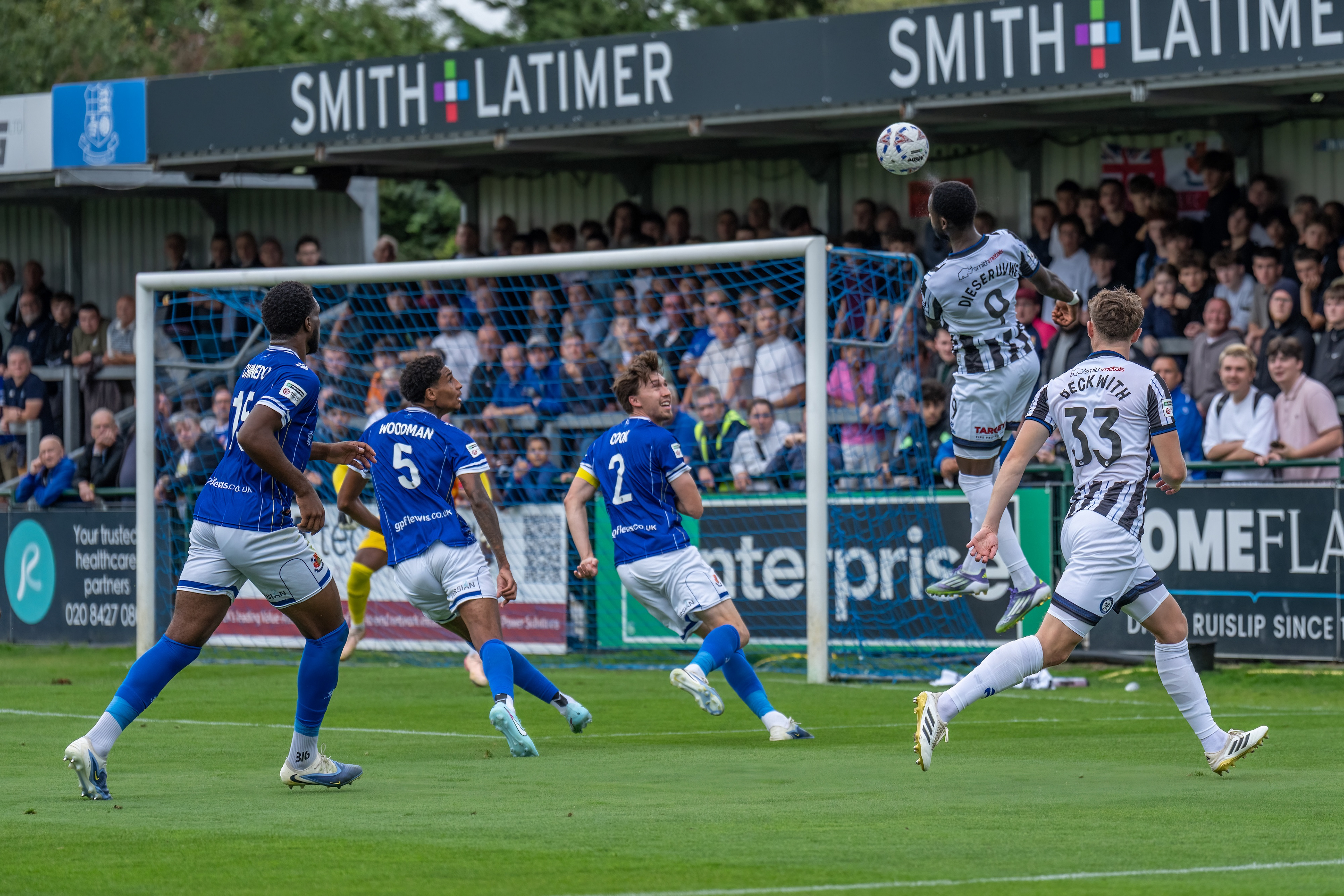 Manny Diesruvwe leaps unchallenged in the Stones box