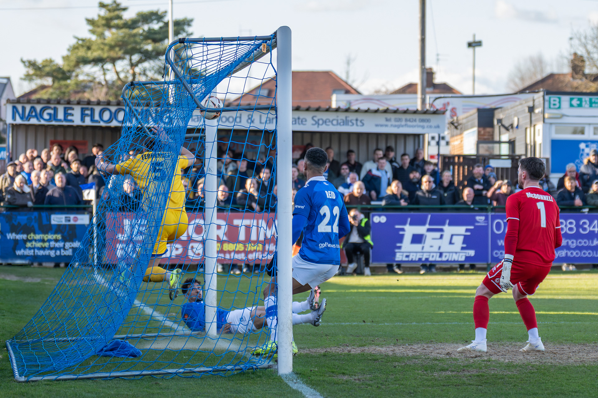 ....and up into the roof of the Spitfires net....